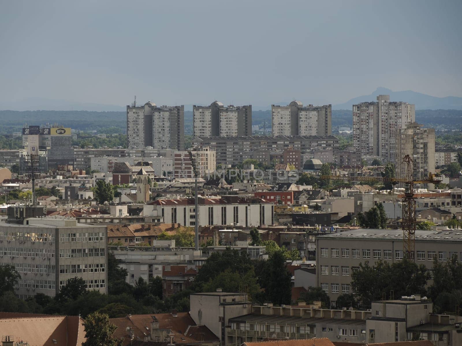 Zagreb Croatia architecture city town building Aerial view from clock tower of