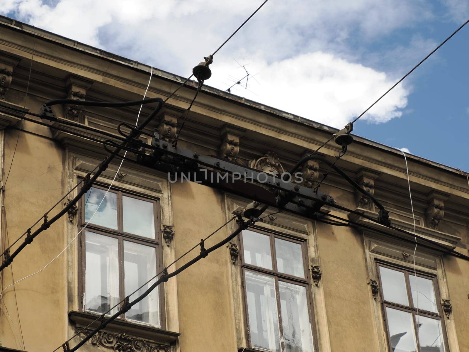 trolley cable car detail in Zagreb Croatia architecture city town building