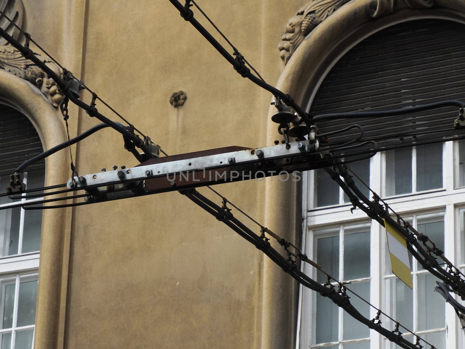 trolley cable car detail in Zagreb Croatia architecture city town building