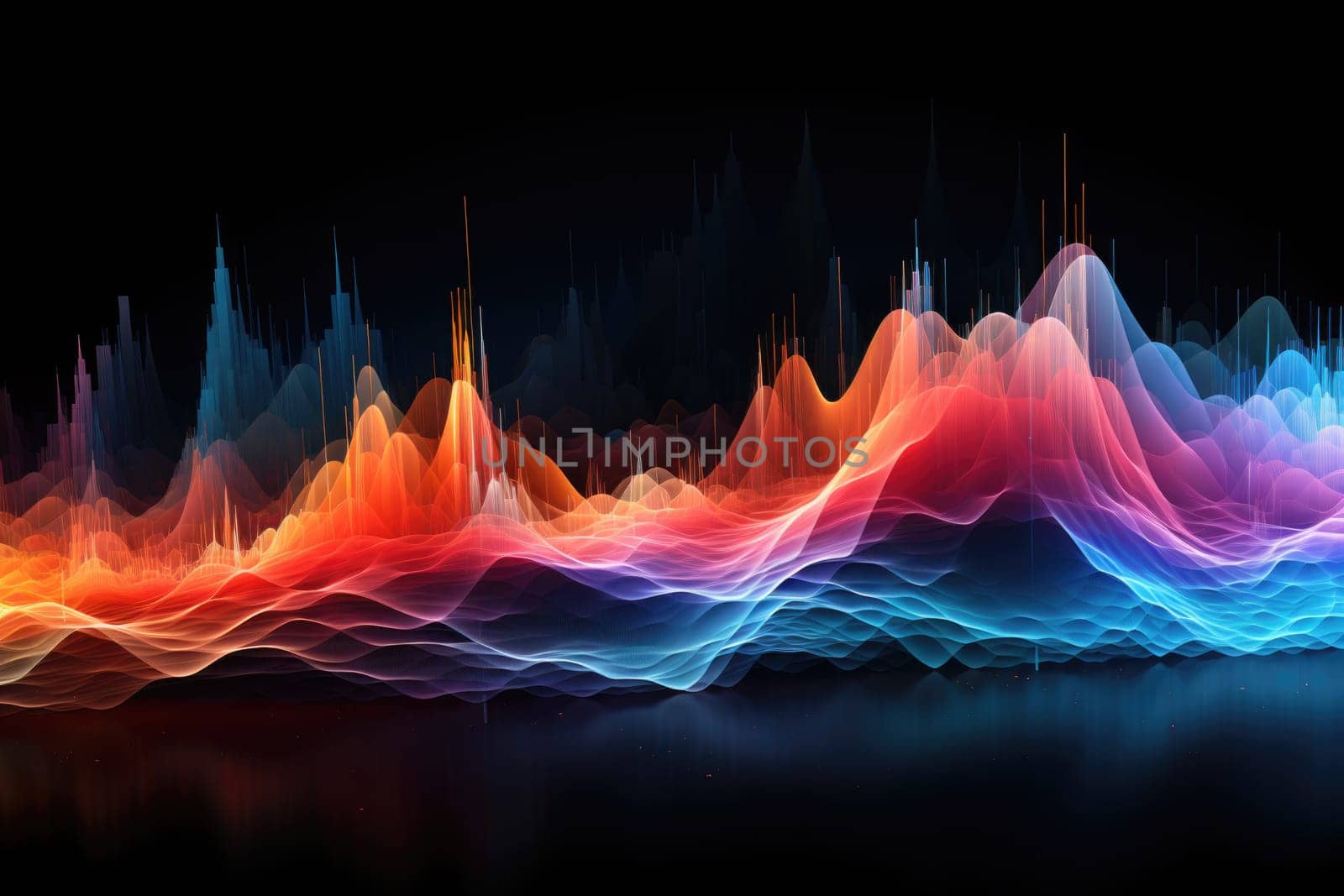 sound wave abstract, black background. AI Generated