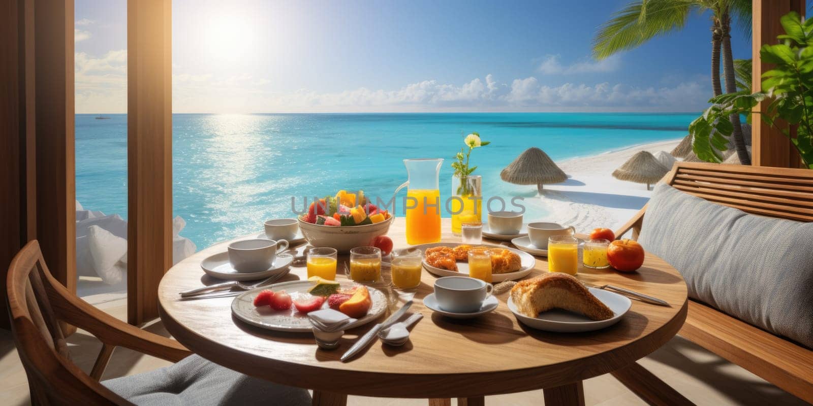 vacation breakfast in luxury hotel. AI Generated by Desperada
