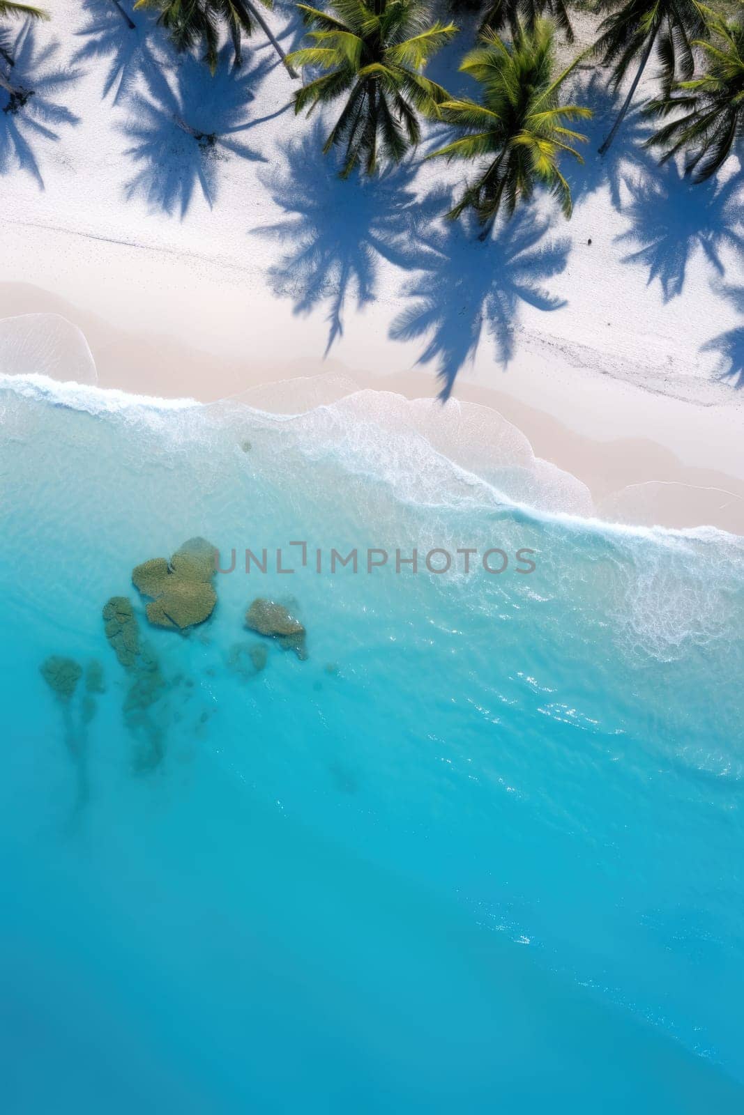 Top Down Aerial Drone Image of Shoreline in Maldives. AI Generated by Desperada