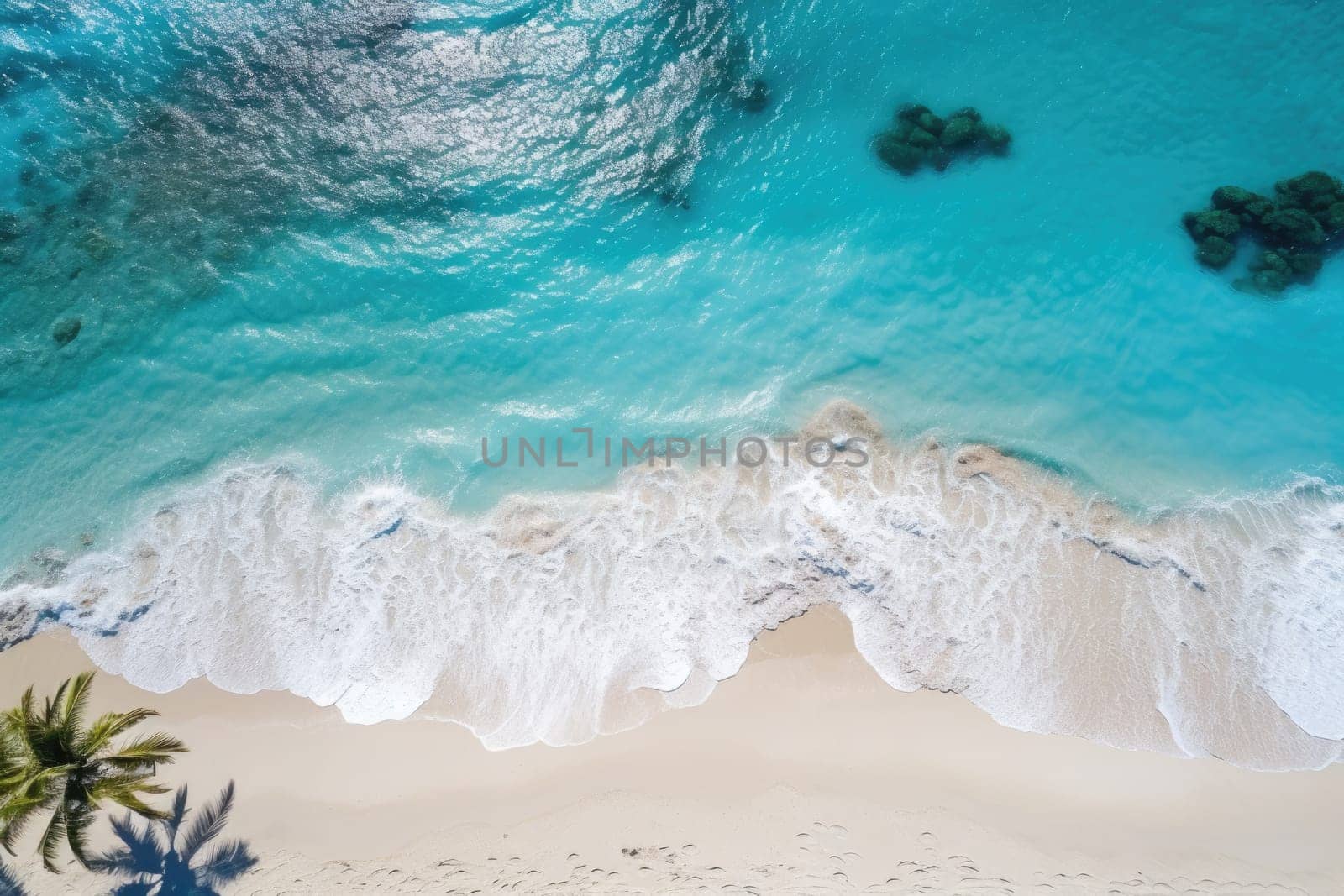 Top Down Aerial Drone Image of Shoreline in Maldives. AI Generated by Desperada
