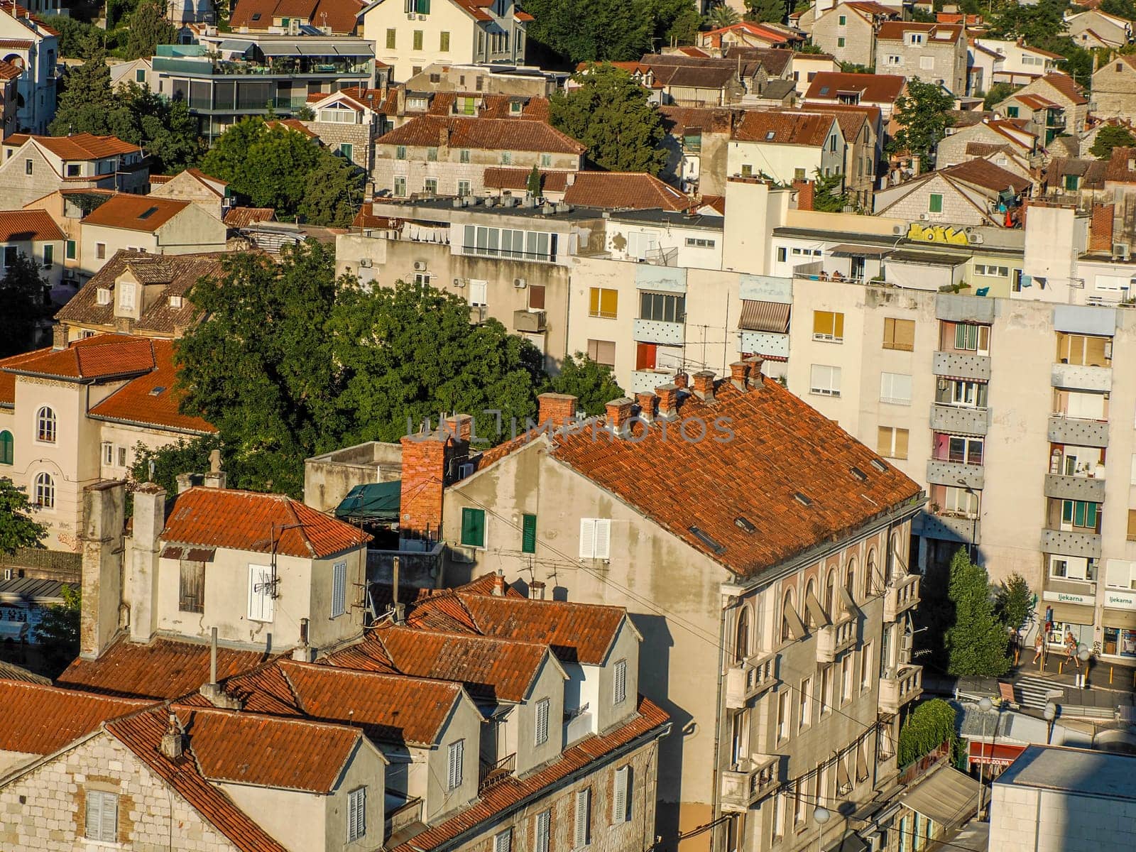 Split croatia, aerial view from the tower of old town palace of the Roman Emperor Diocletian by AndreaIzzotti