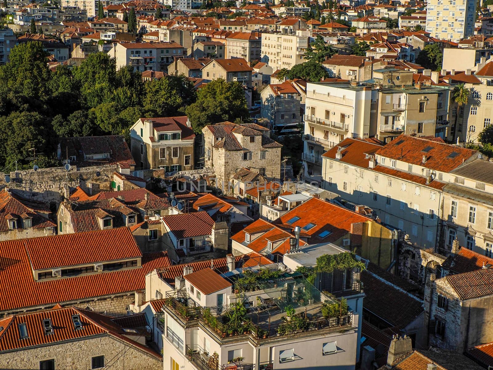 Split croatia, aerial view taken from the tower of old town palace of the Roman Emperor Diocletian