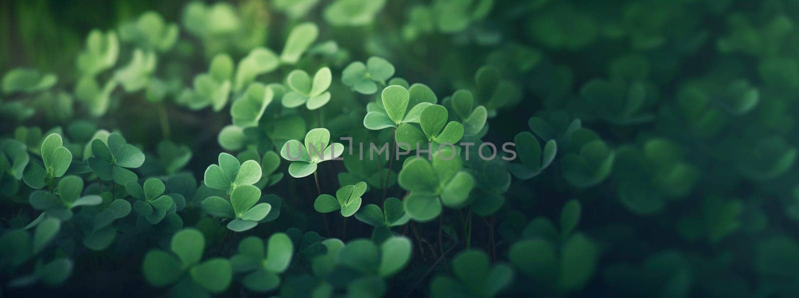 Lucky clover leaves for St. Patrick's Day. Banner with Irish clover leaves. High quality photo