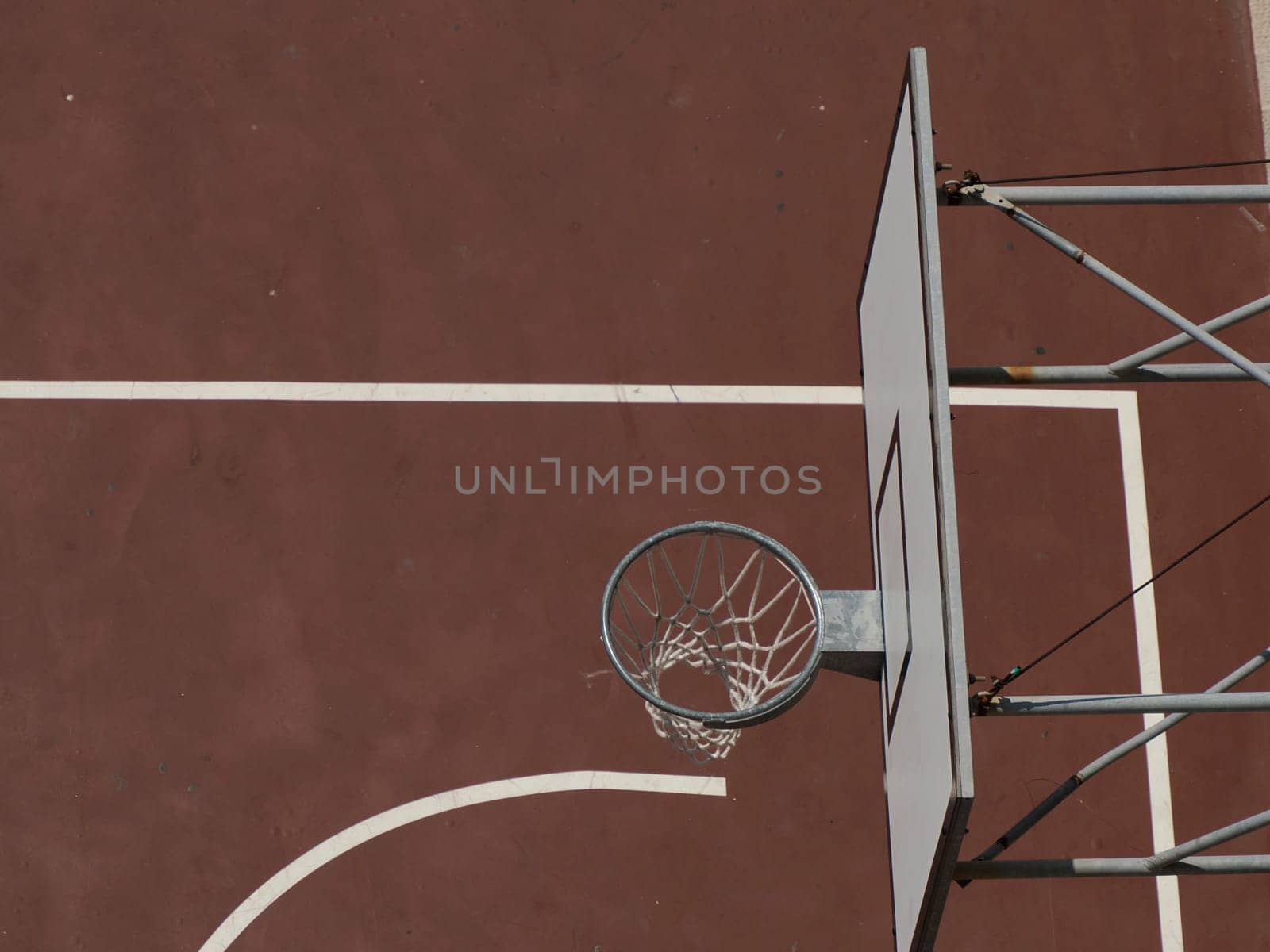 A Basketball field aerial top to down view in Dubrovnik Croatia medieval town