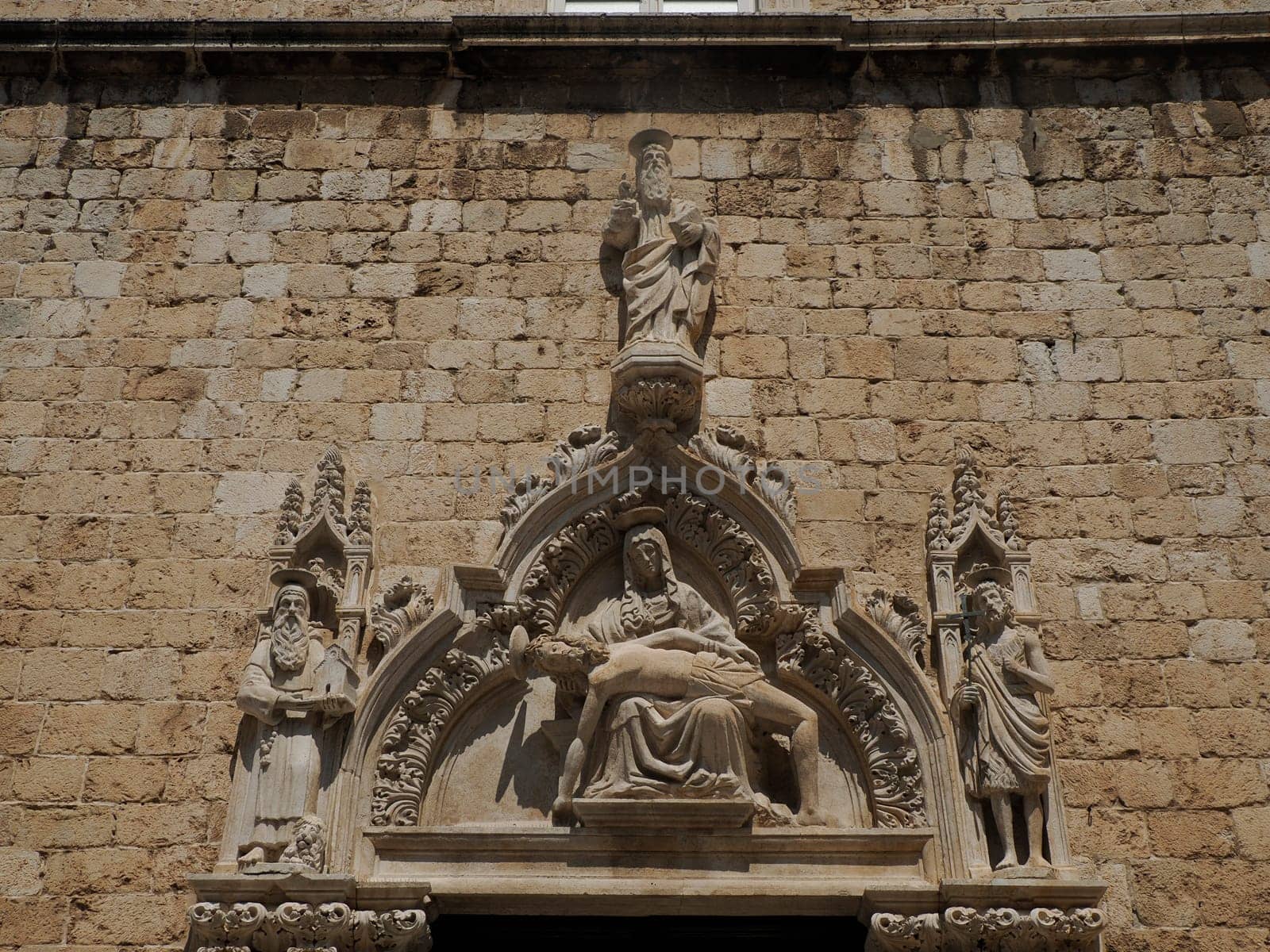 Detail of sculpture in Dubrovnik Croatia medieval town.