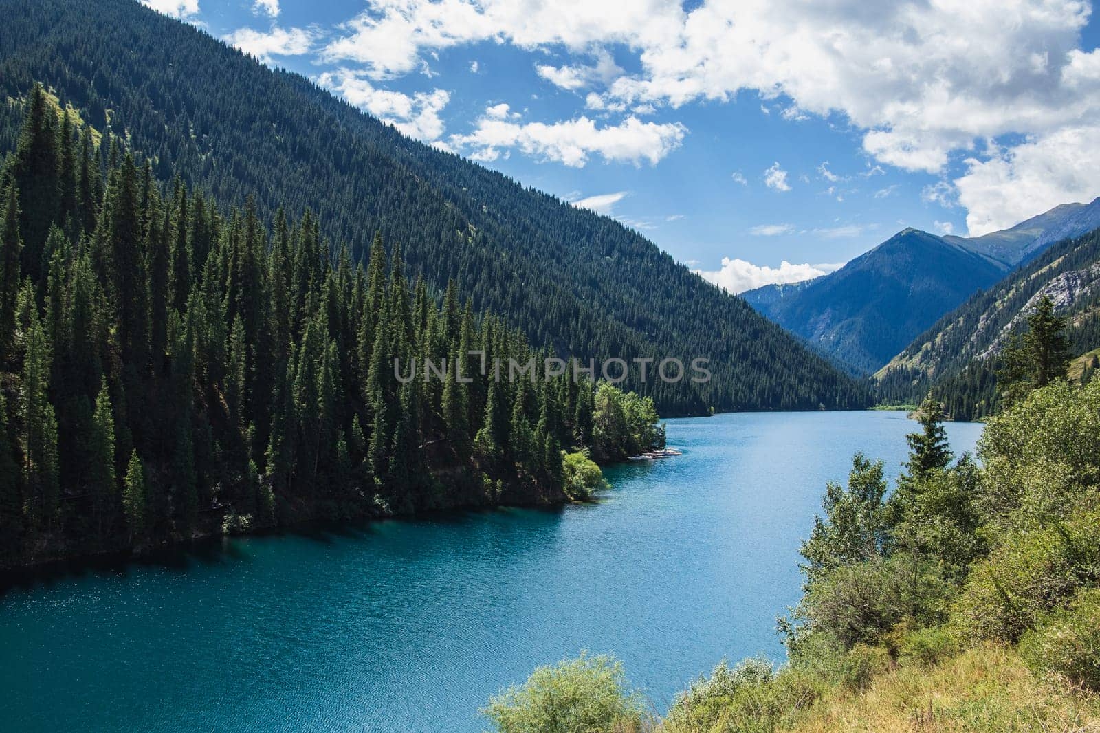 Beautiful scenery Kolsay lake in Kolsai Koldery gorge, nature of the Qazaqstan National Park by Rom4ek