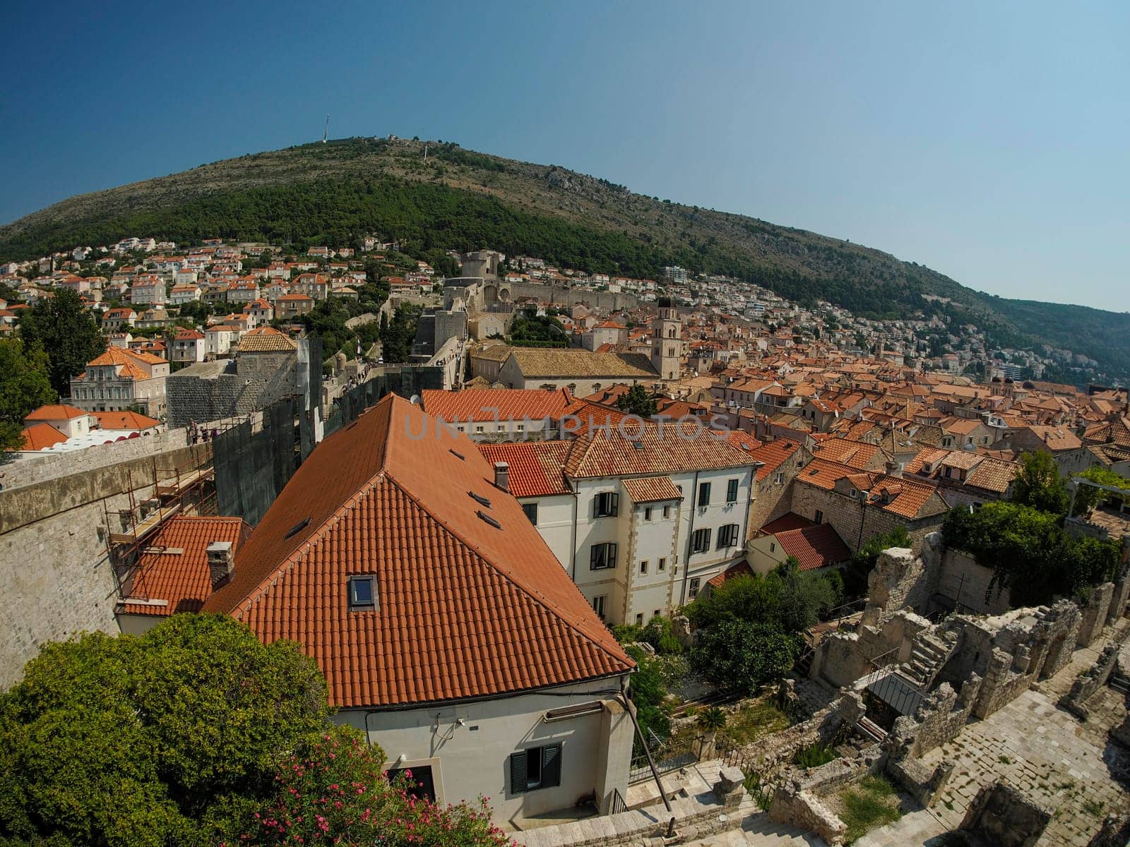 Dubrovnik Croatia medieval town view from the city walls