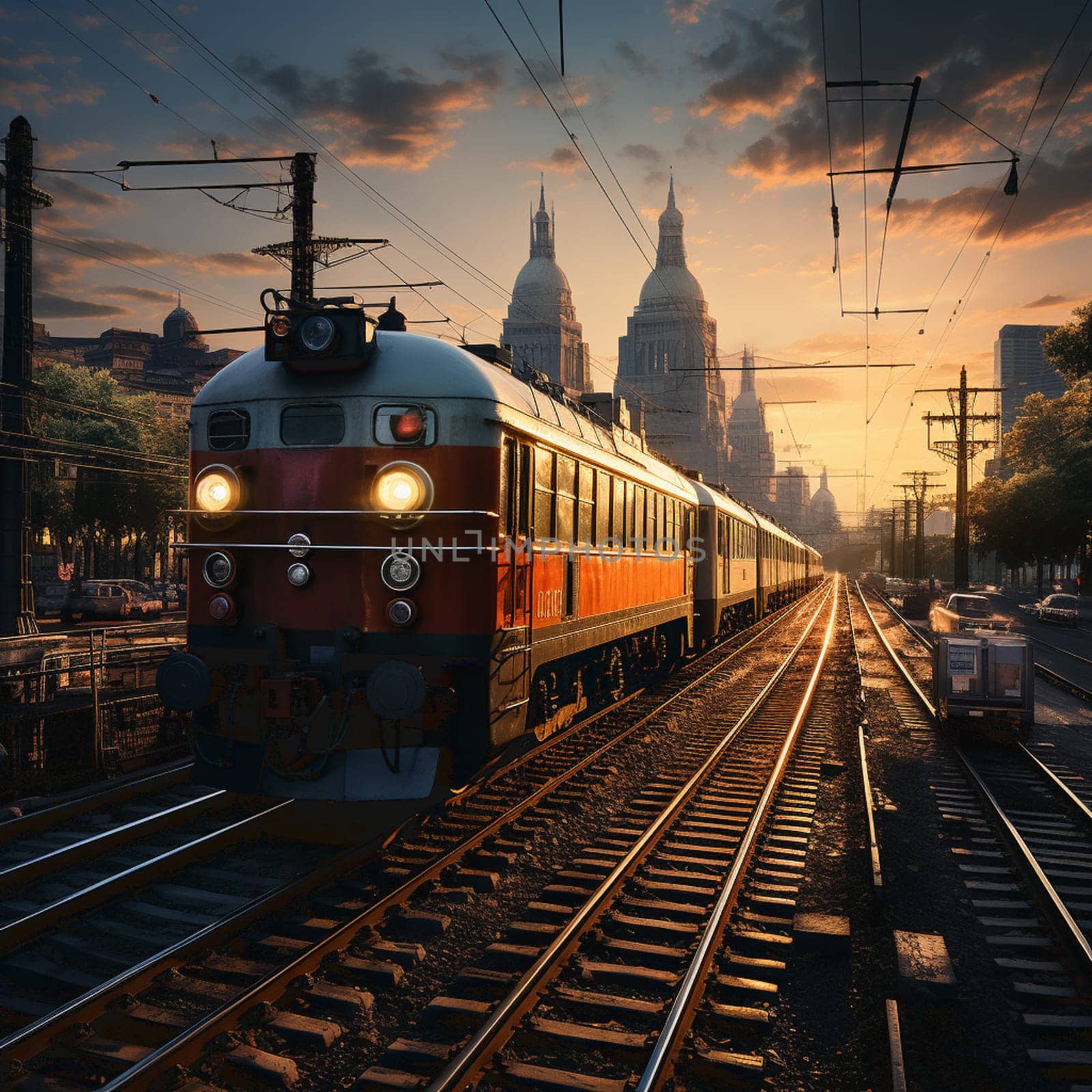 Artistic concept painting of a beautiful train, background illustration. 3d illustration.