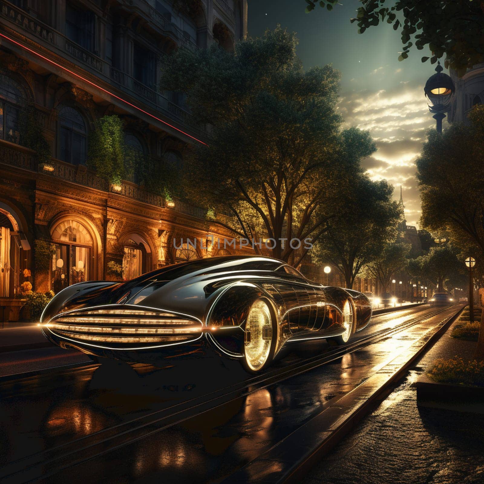 The technology behind modern cars - futuristic concept, with car sensors - 3d illustration by Andelov13