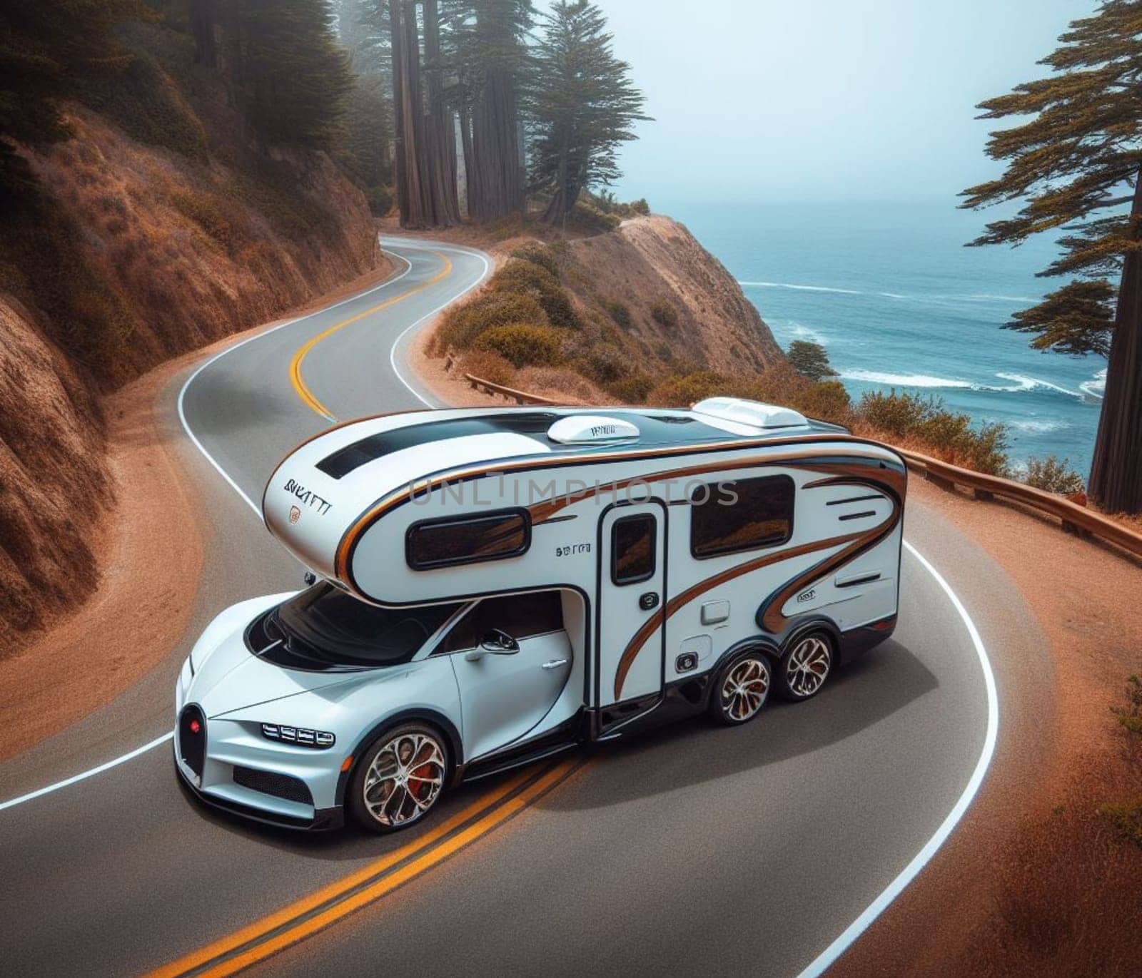 expensive luxury fast sports supercar design camper van conversion for digital nomad avdenture weekender ai art generated