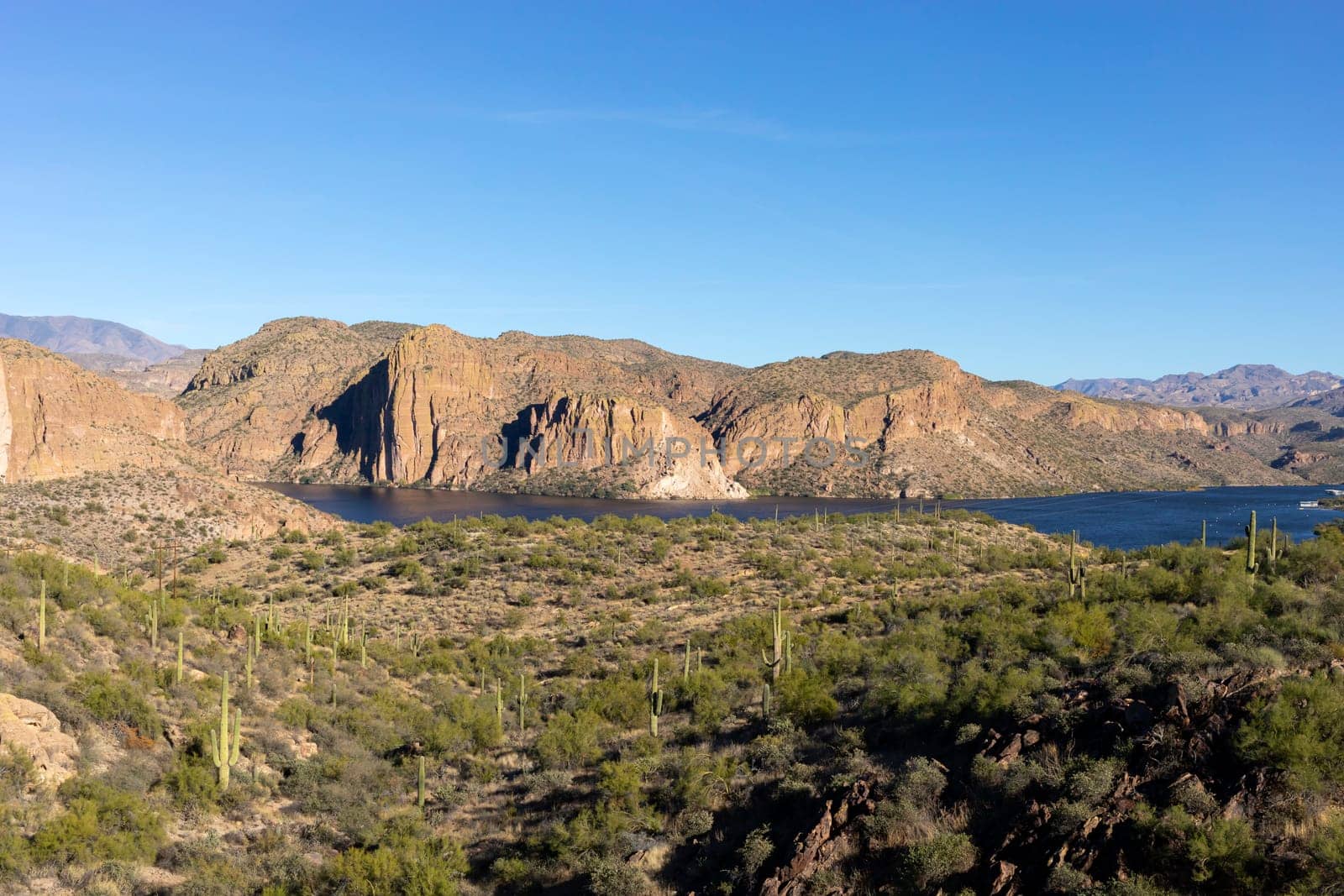 Canyon Lake, Reservoirs Formed by Damming of Salt River in US, Arizona, Salt River Project. Landscape, Superstition Wilderness Area, Apache Trail, Tonto National Forest, Maricopa County.