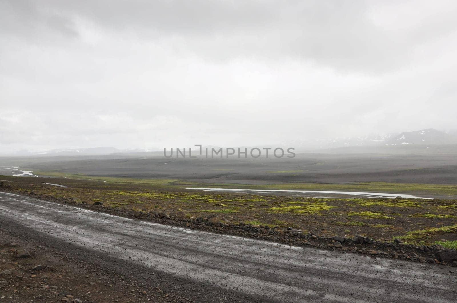 Scenic view of endless space and nature along a road in Iceland