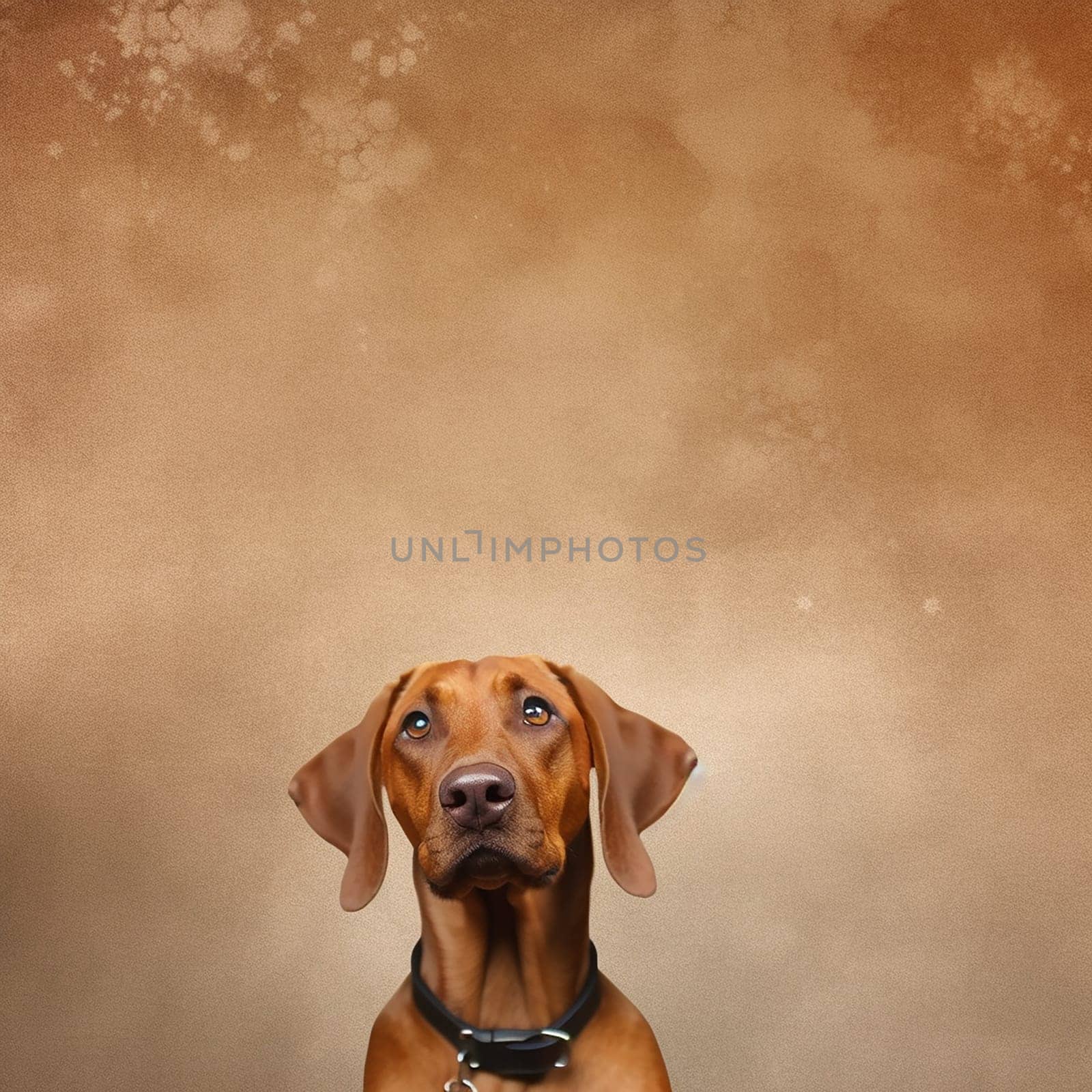 A happy and funny dog looking in front, neutral background