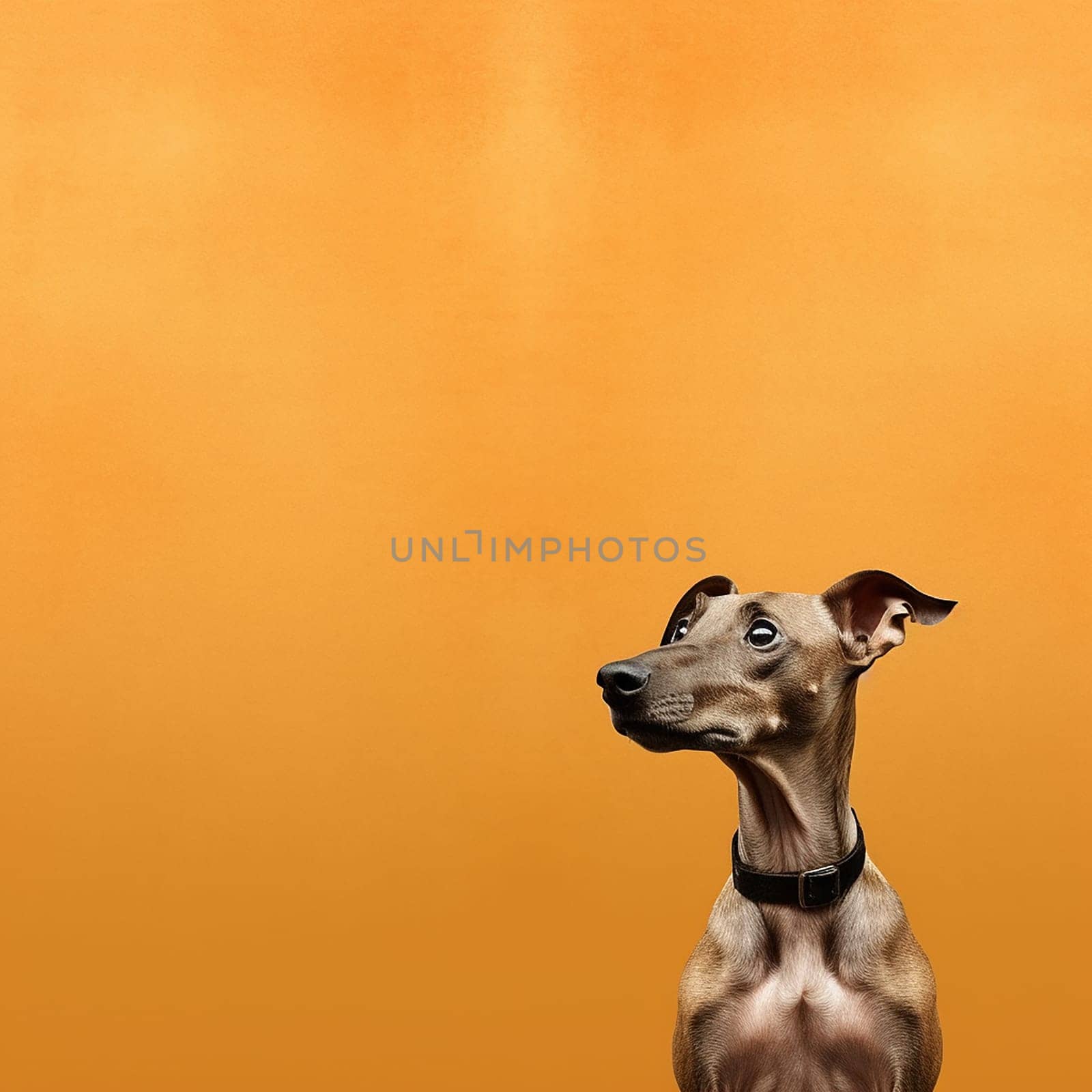 A happy and funny dog, neutral background by Hype2art