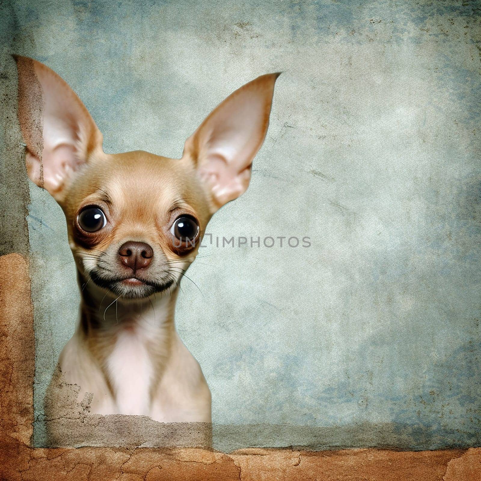 A happy and funny dog looking in front, neutral background