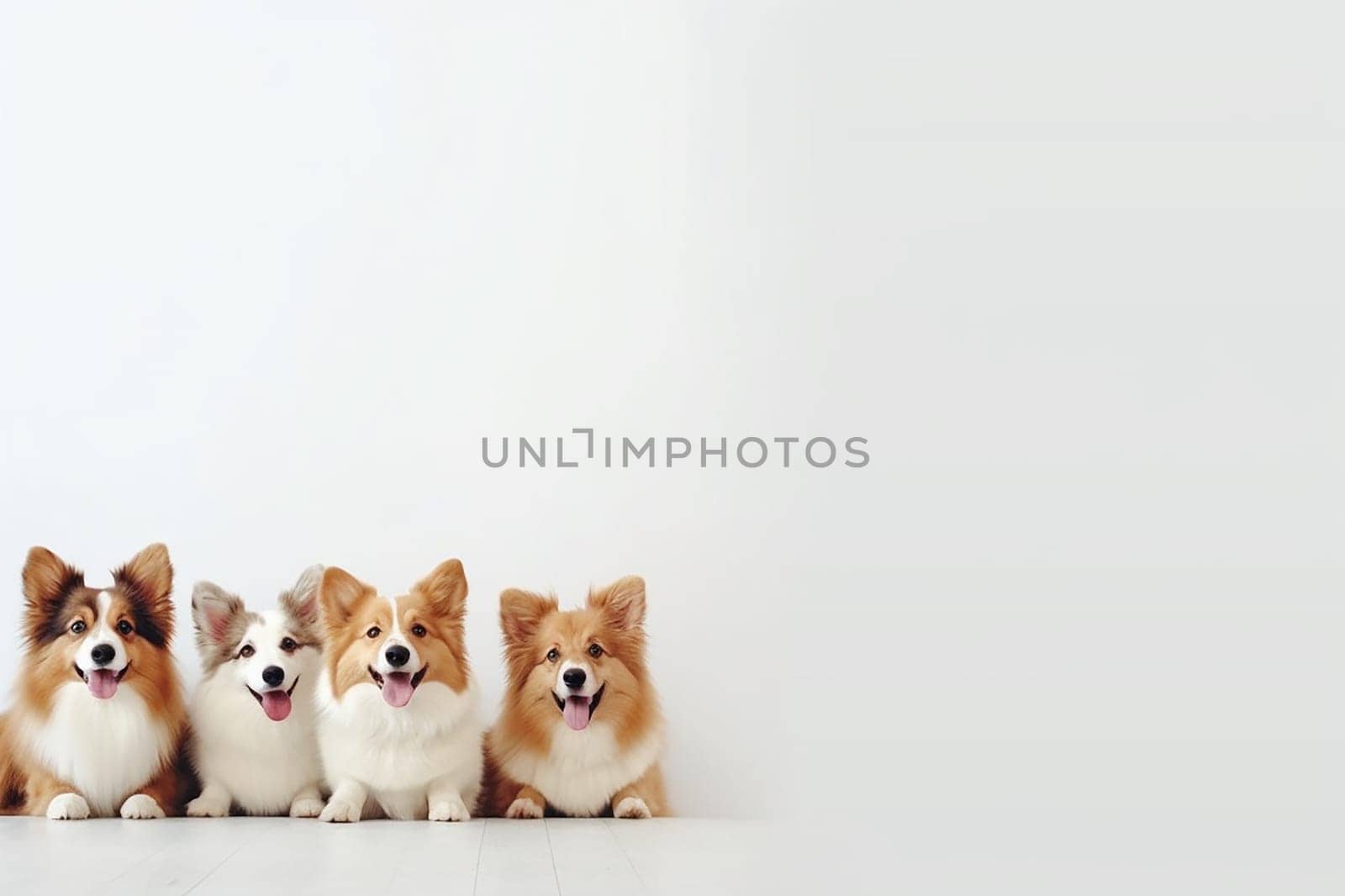 A happy and funny dog looking in front, neutral background