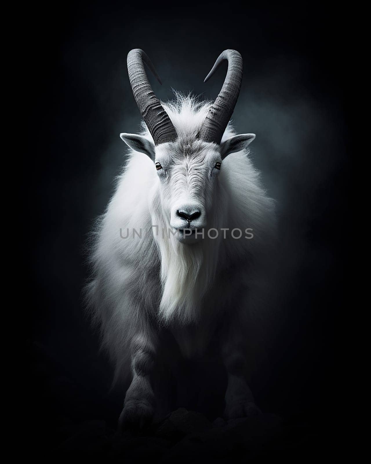 A photo of a goat with big horns by Hype2art