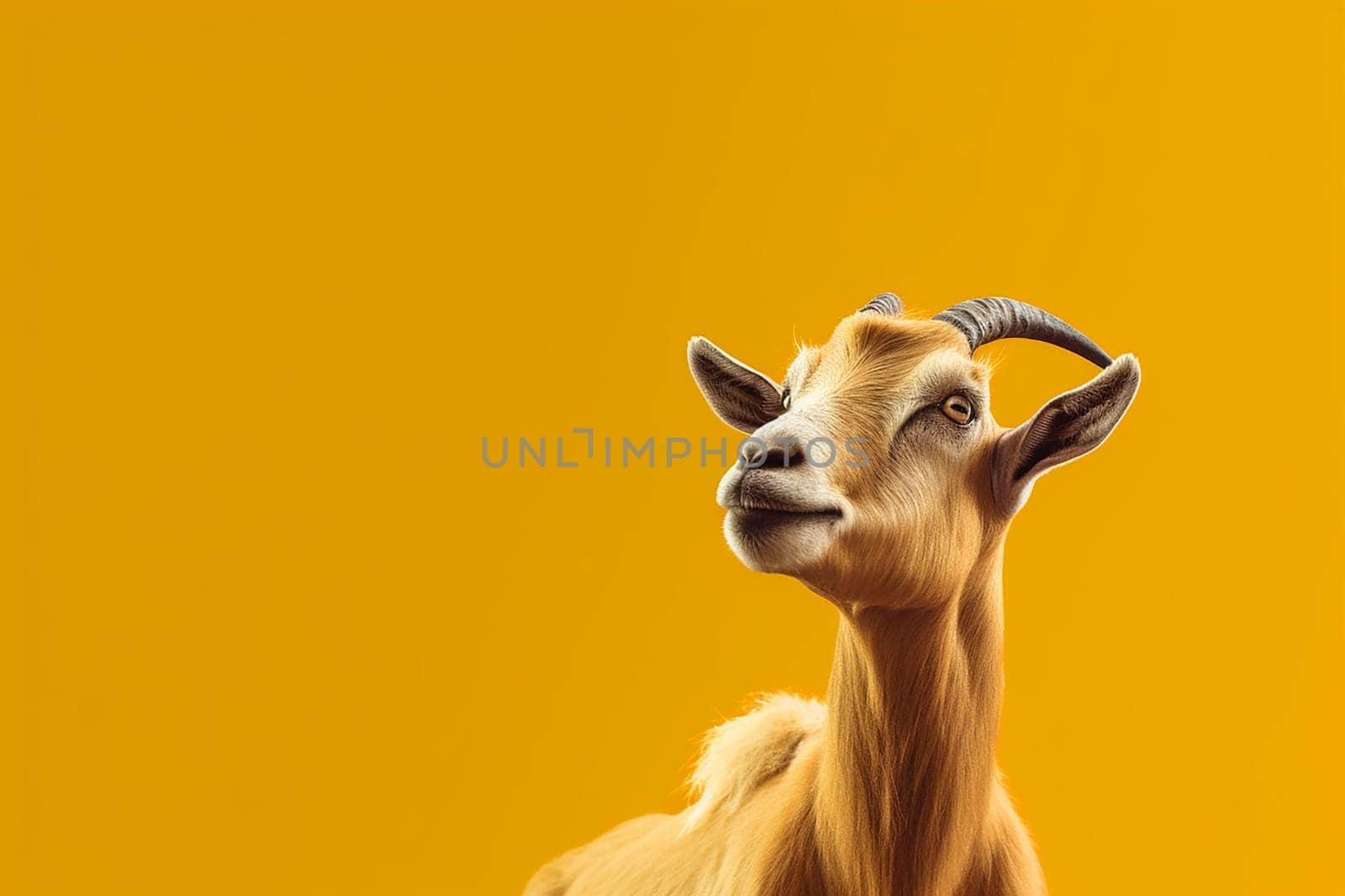 A photo of a farm animal goat, neutral background, detailed photo