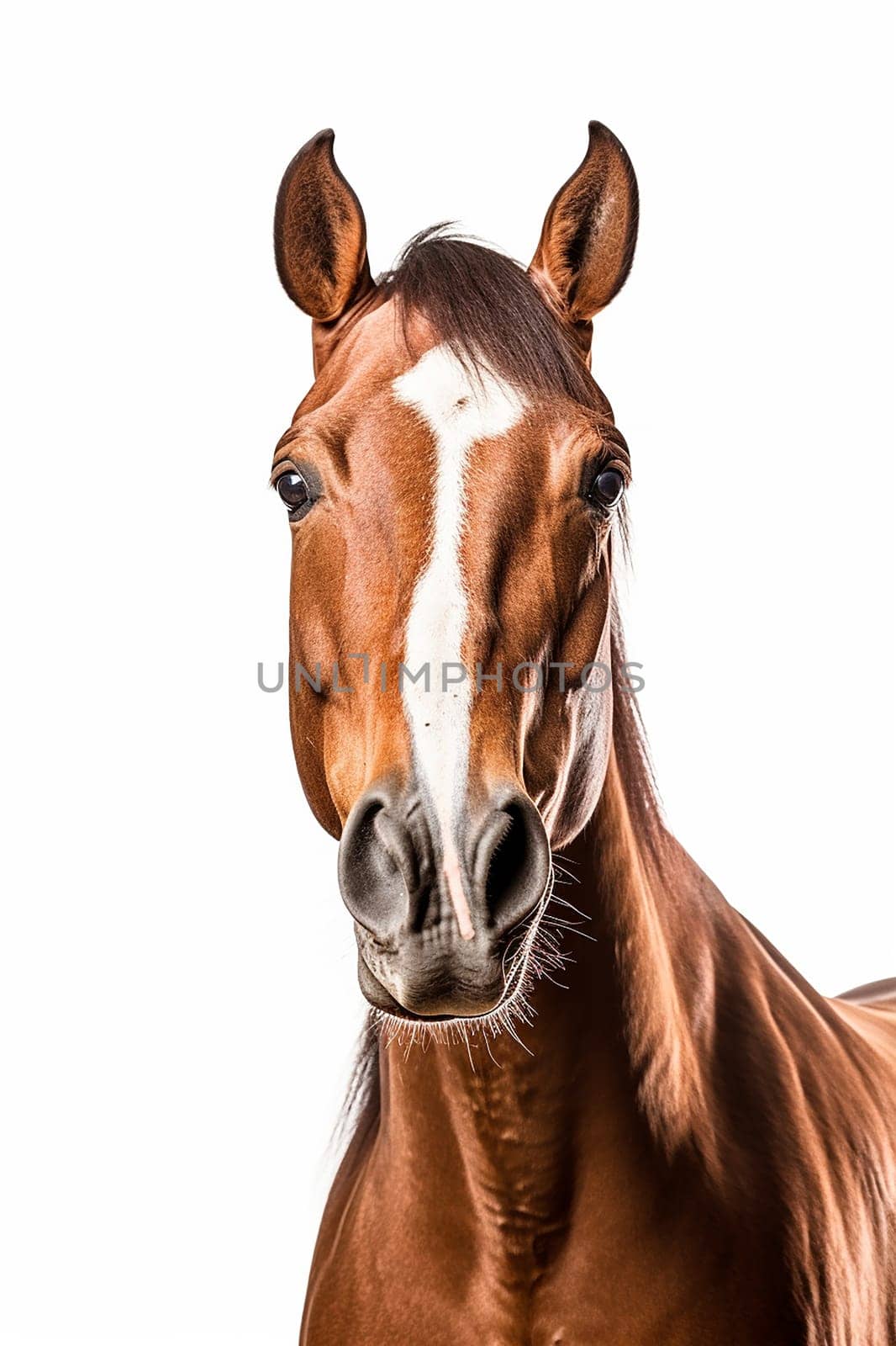 A beautiful brown horse photo, white background
