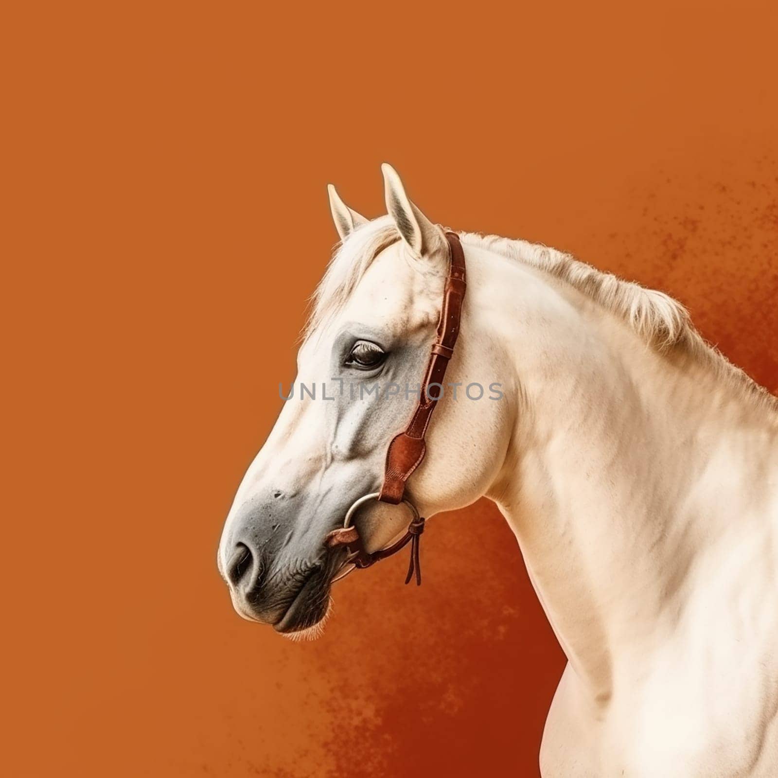 Beautiful stallion horse with neutral background