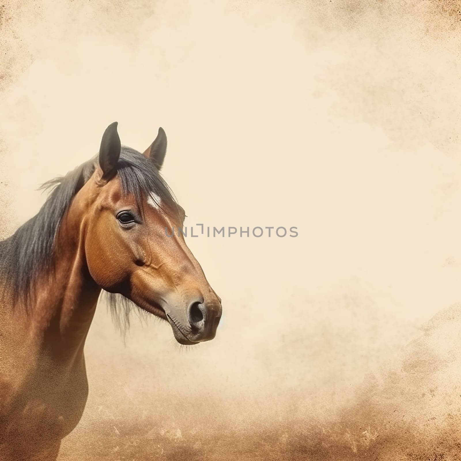 Beautiful stallion horse with neutral background