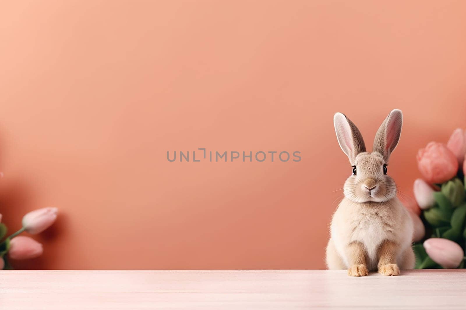 A little cute and adorable small rabbit, baby bunny photo, neutral background, domestic animal, family pet,