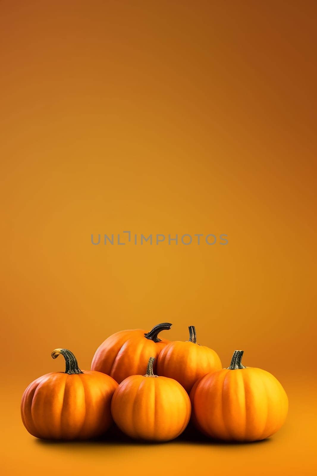An Halloween background with scary and creepy carved pumpkin, orange background, scary wallpaper