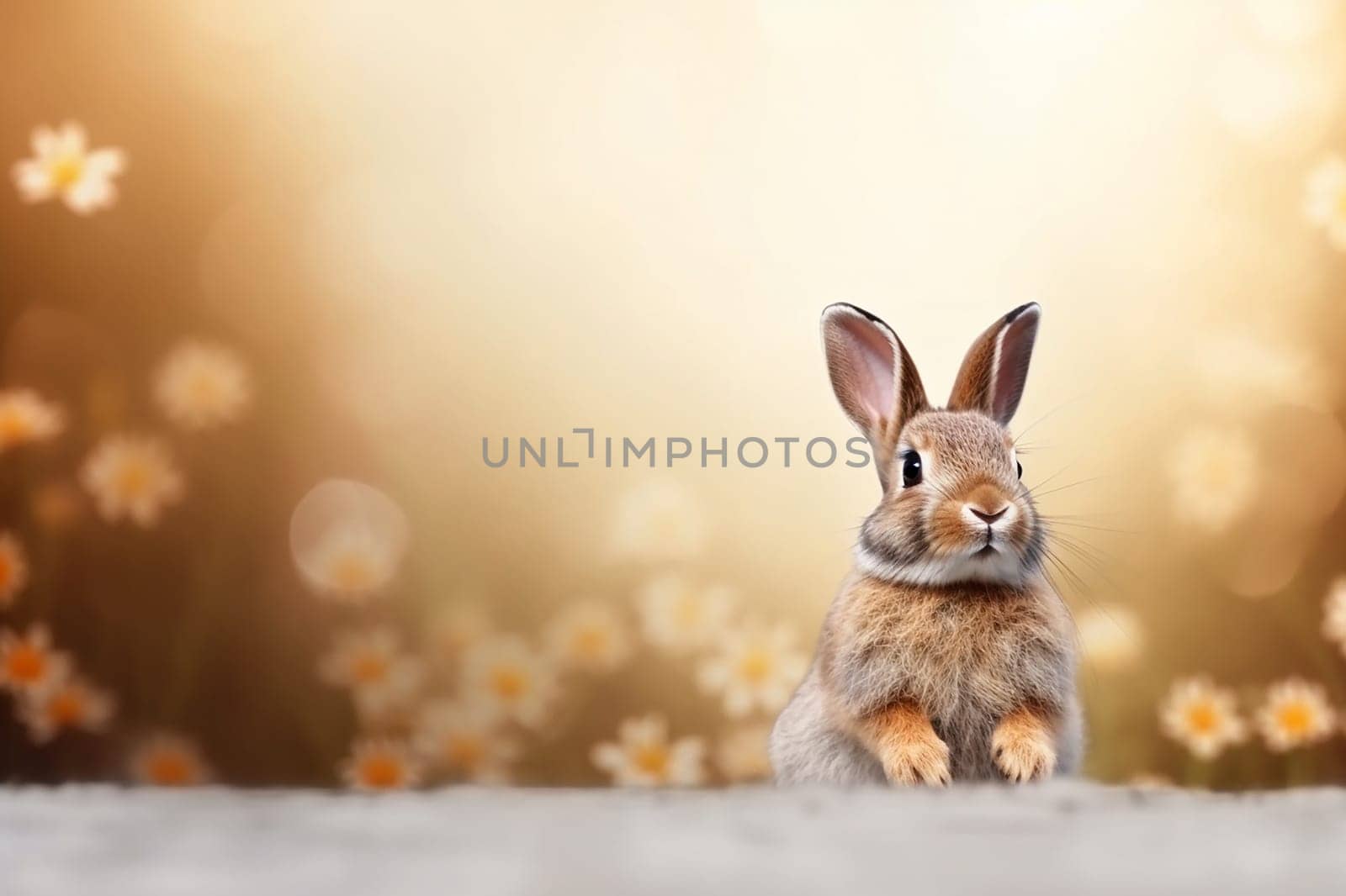 A little cute and adorable small rabbit, baby bunny photo, family pet, neutral background by Hype2art