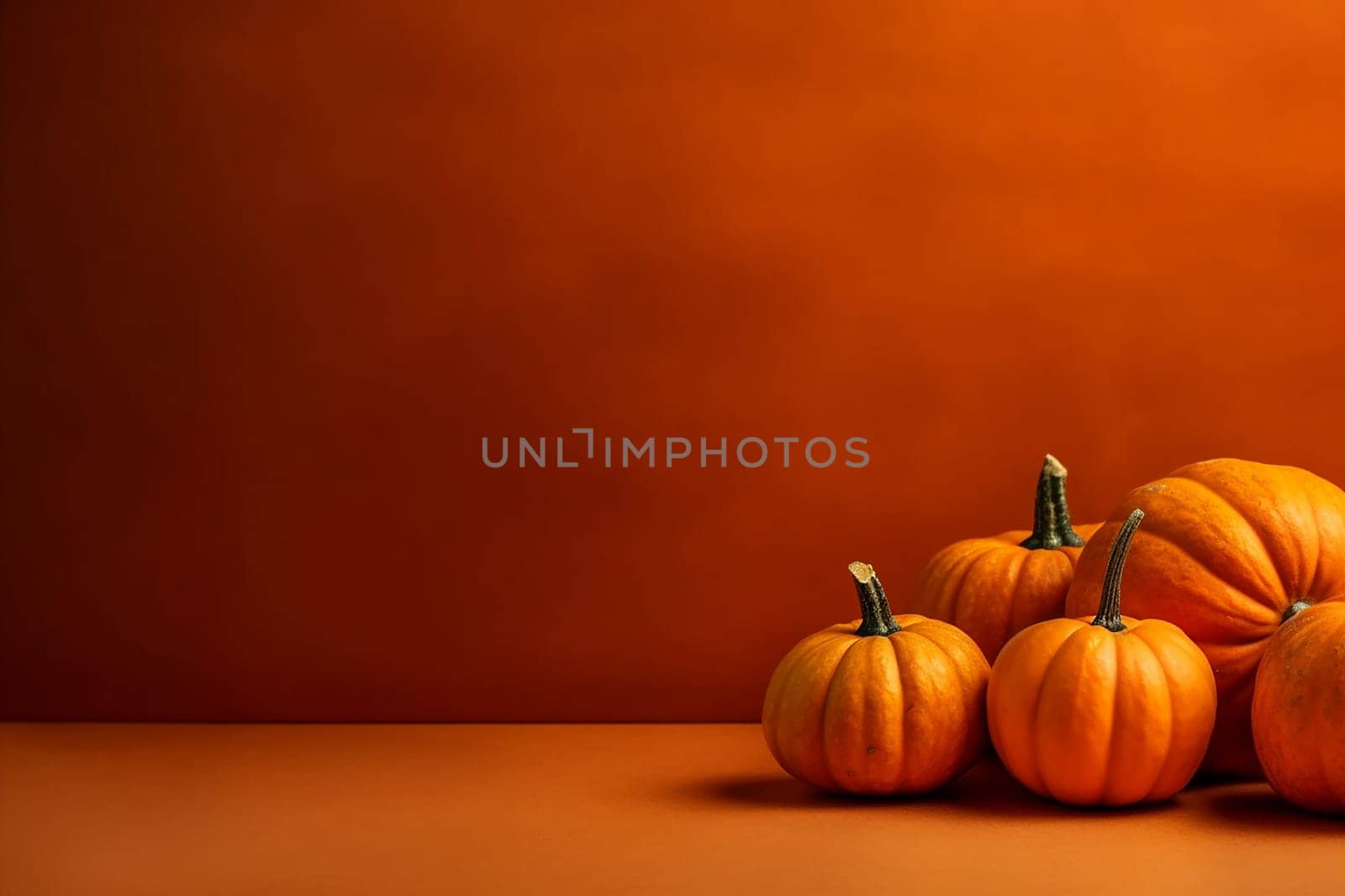 An Halloween background with scary and creepy carved pumpkin, orange background, scary wallpaper
