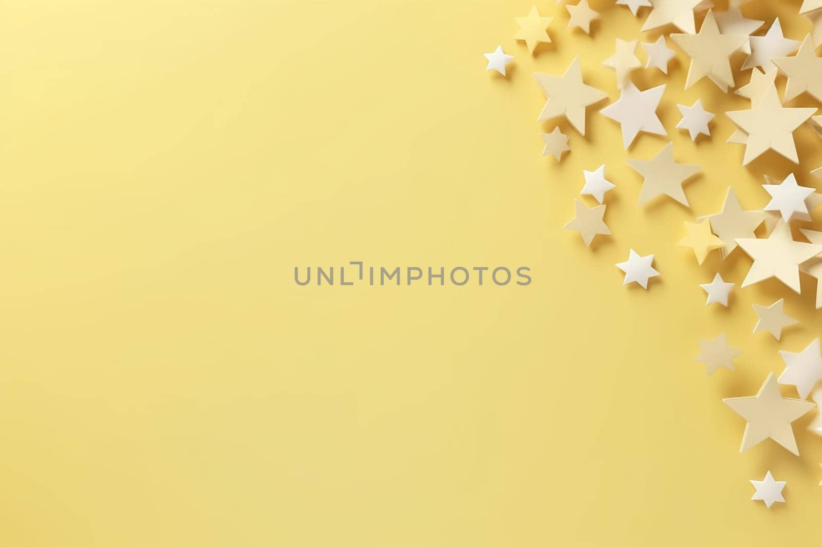 Yellow stars on yellow background, copy space, spark, light, banner, background