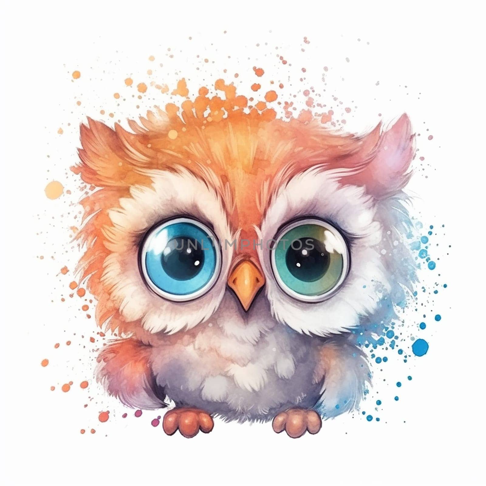 A cute and adorable owl with big eyes, chibi style, cartoon style, white background