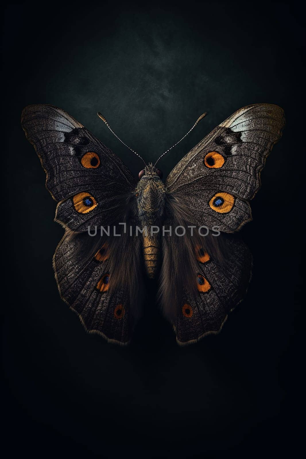 A butterfly or moth’s wings on a neutral dark green background by Hype2art