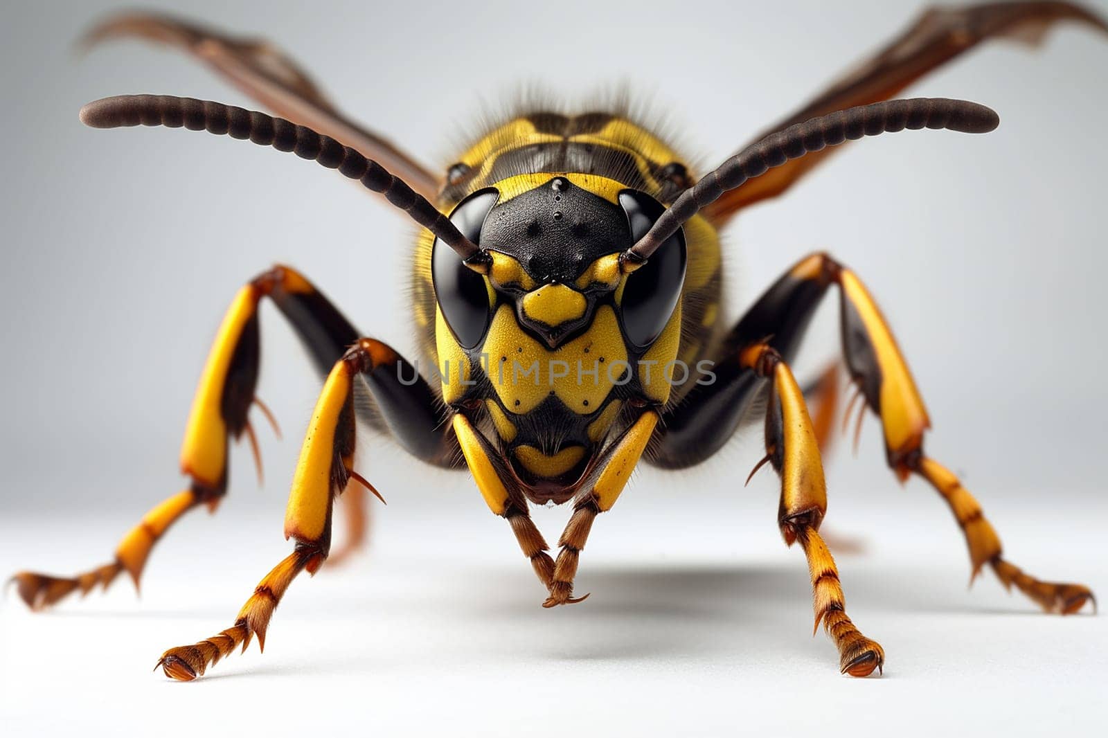 A close-up photo of a yellow jacket wasp, showing its distinctive yellow and black markings