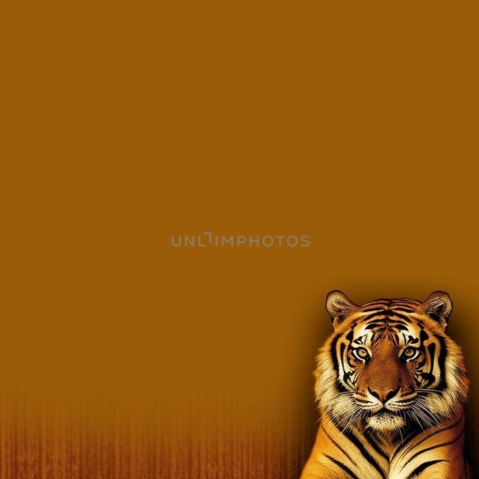 A wild tiger on a neutral color background