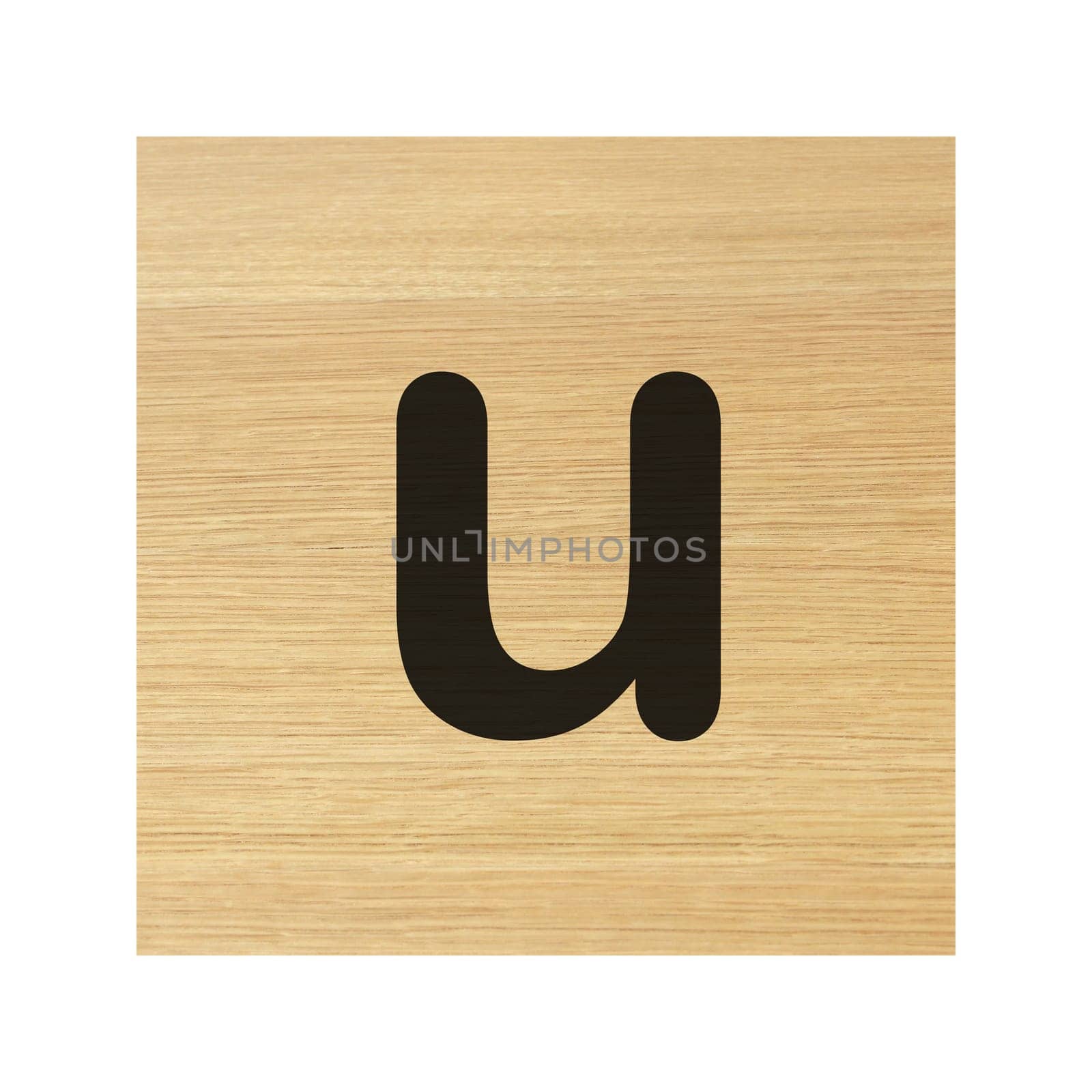 small u wood block on white with clipping path by VivacityImages