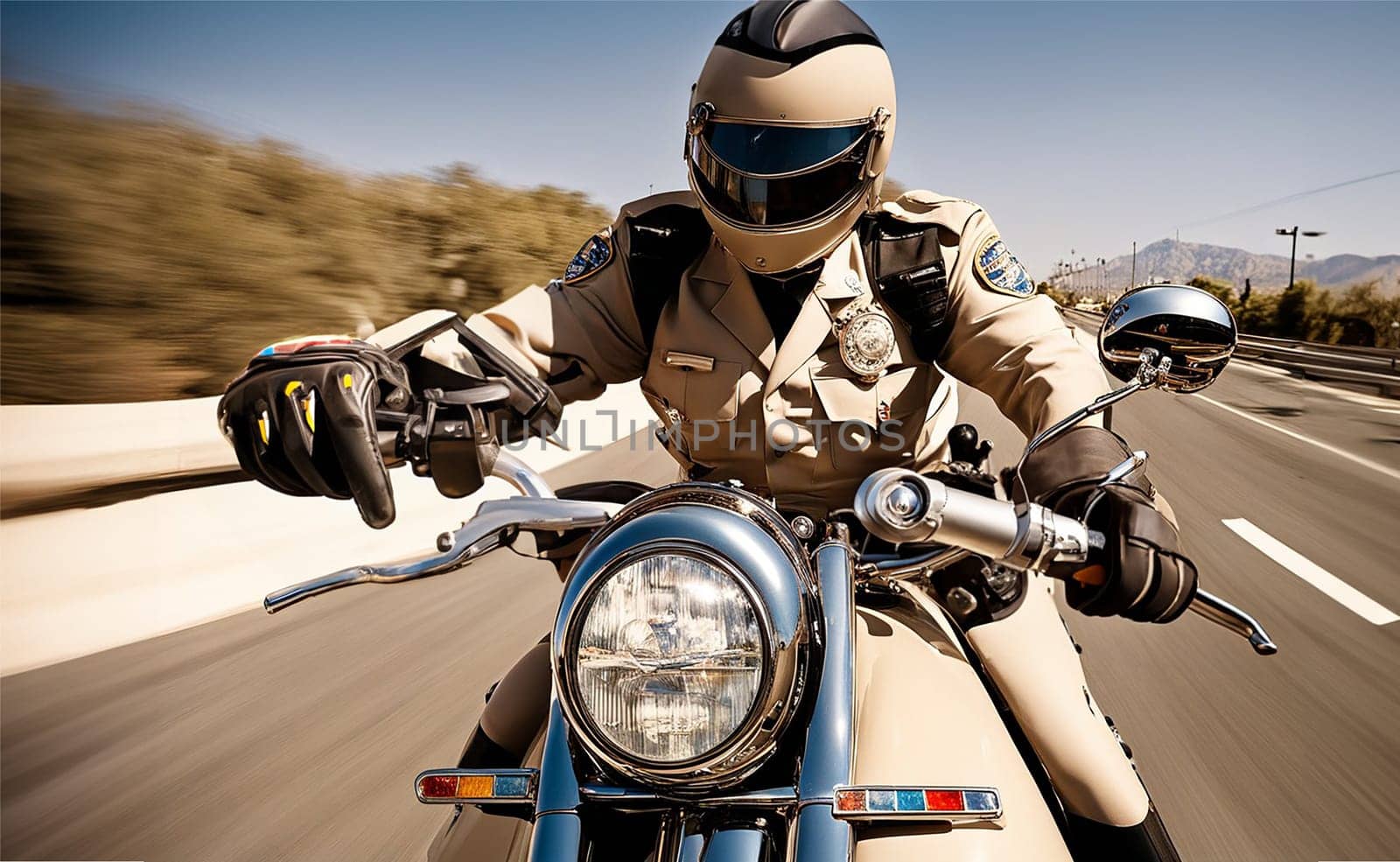 fantasy comics veteran chips police patrol on motorbikes riding steampunk bikes funny postcards by verbano