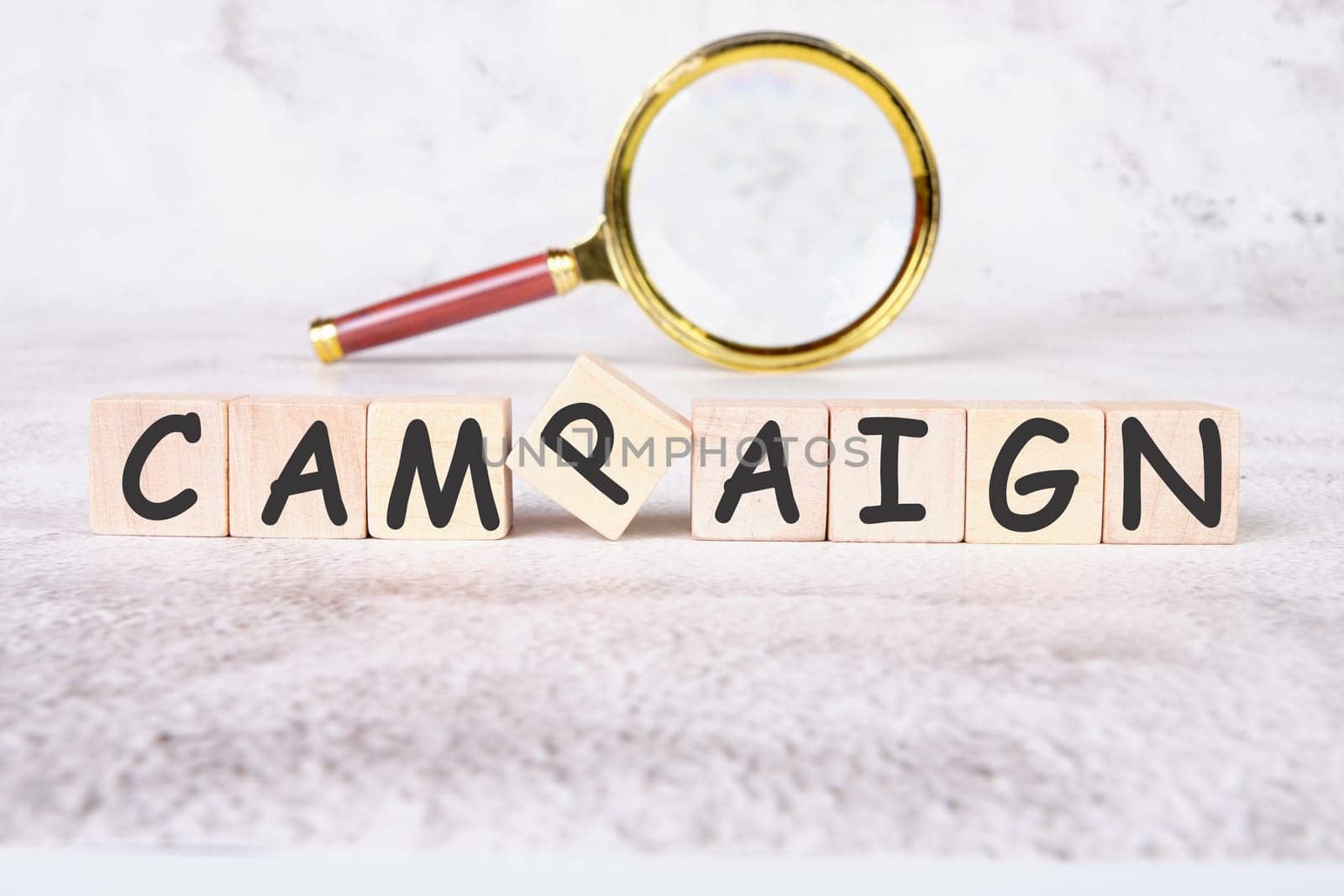 Campaign a word written on wooden cubes