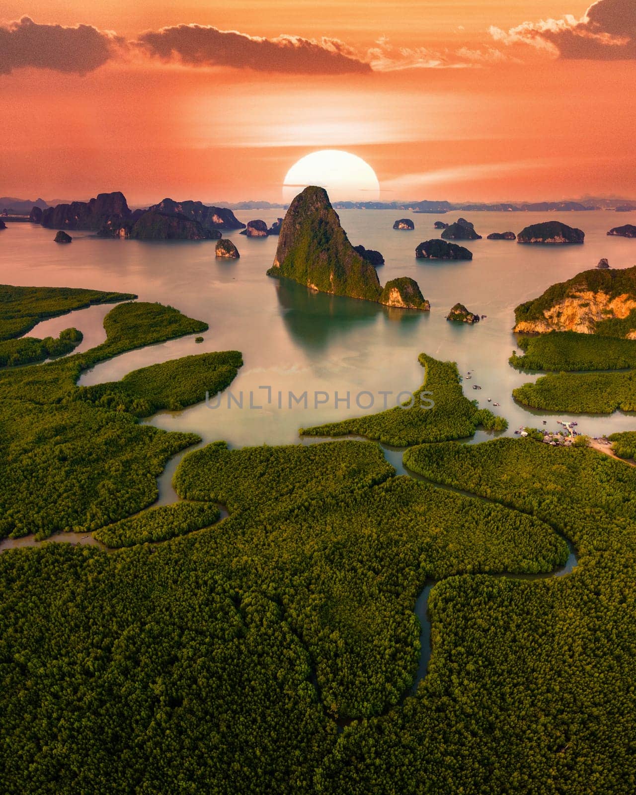 Sametnangshe, view of mountains in Phangnga bay with mangrove forest in andaman sea Thailand by fokkebok