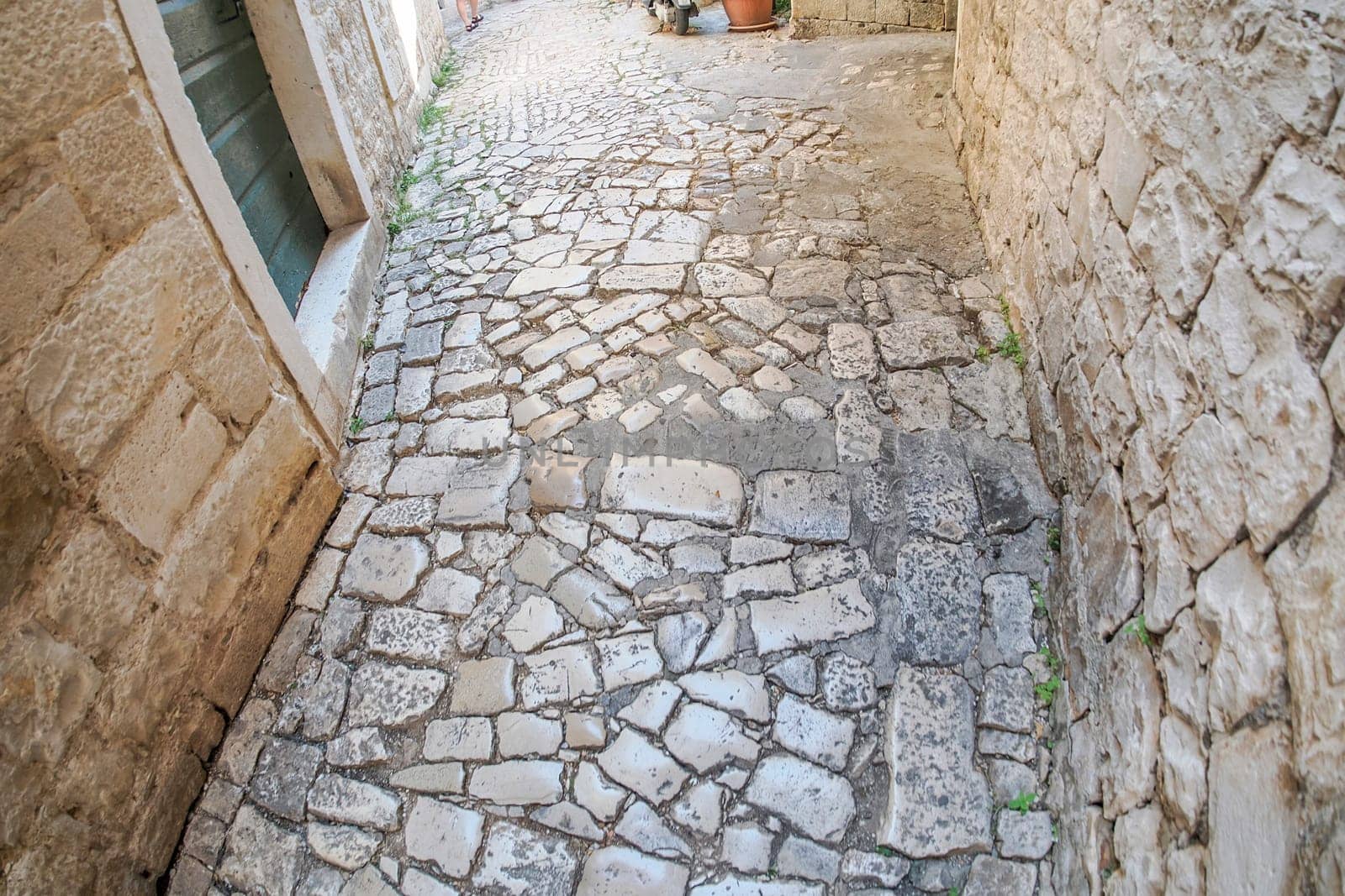 Trogir medieval town in Dalmatia Croatia UNESCO World Heritage Site Old city and building detail.