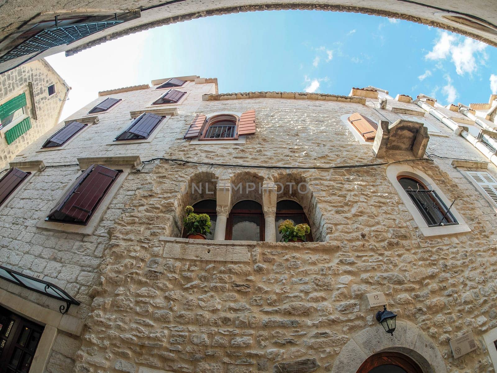 Trogir medieval town in Dalmatia Croatia UNESCO World Heritage Site Old city and building detail.