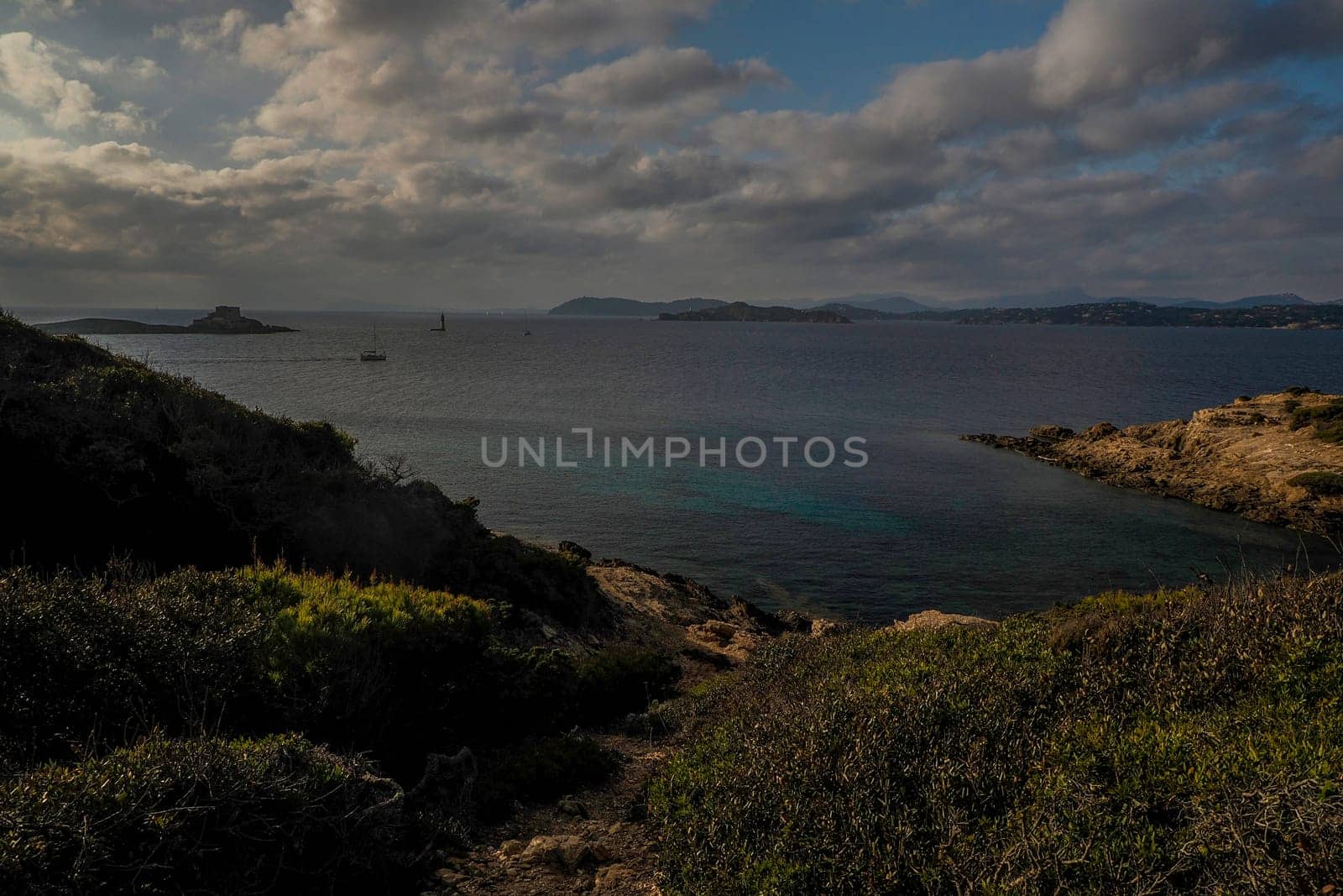 Langoustier red beach in porquerolles island france panorama landscape by AndreaIzzotti