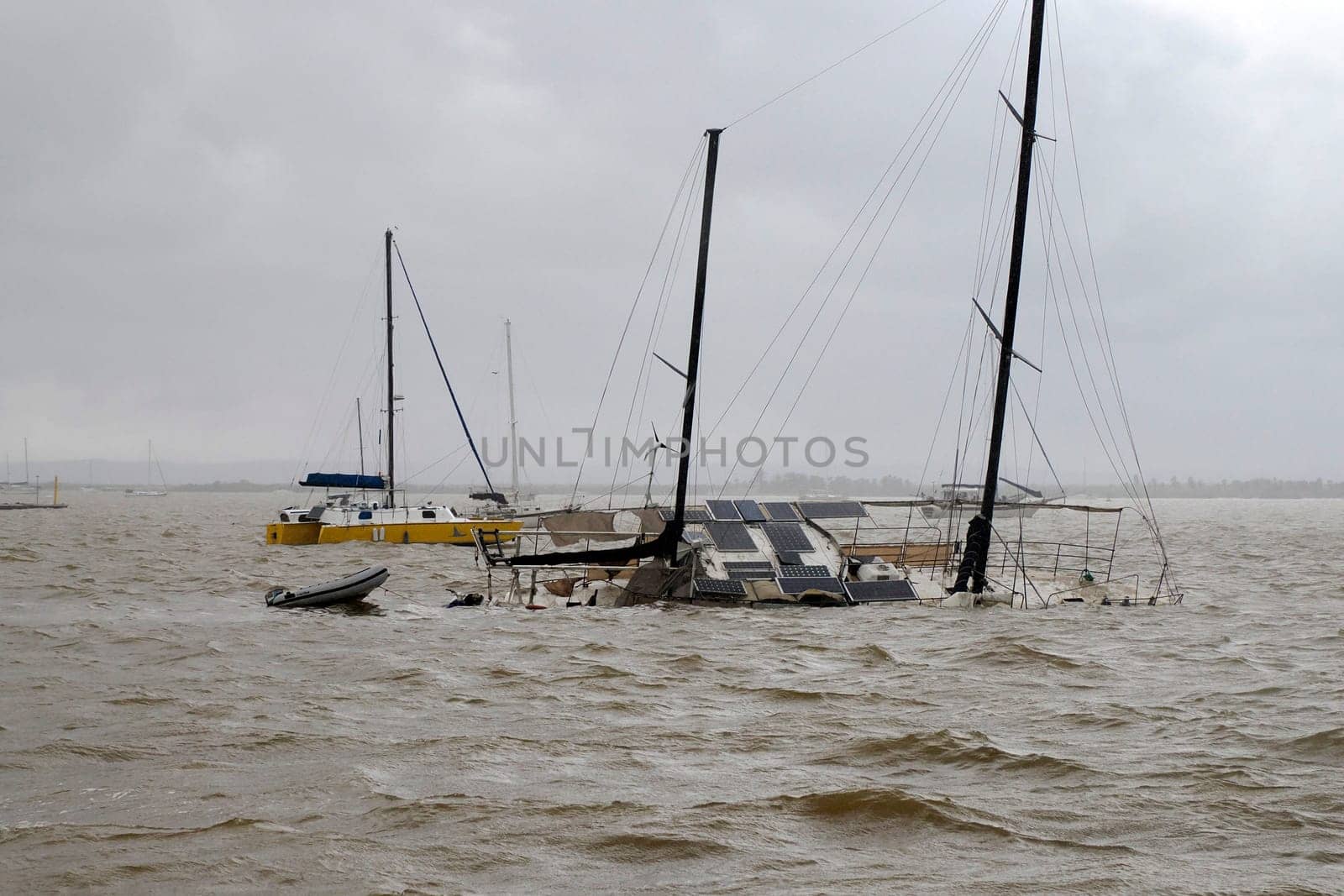 yacht stranded on the malecon of La Paz after the passage of Hurricane Norma on October 2023 Baja California Sur by AndreaIzzotti