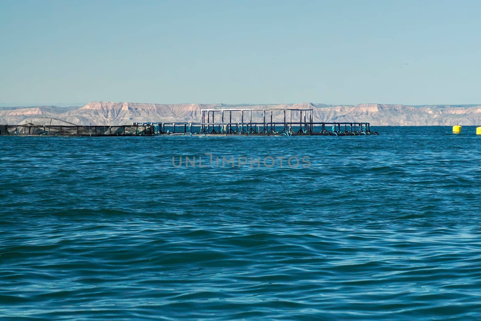 Fish farm in cortez sea baja california sur landscape from boat by AndreaIzzotti