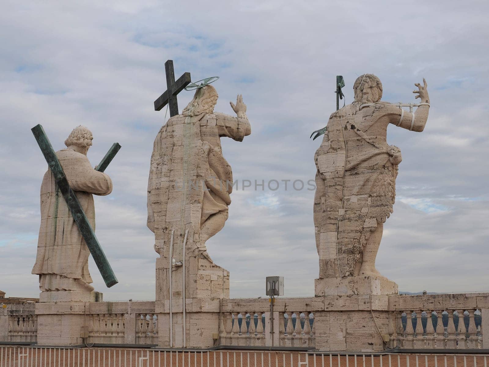 saint peter basilica rome view from rooftop statue detail by AndreaIzzotti