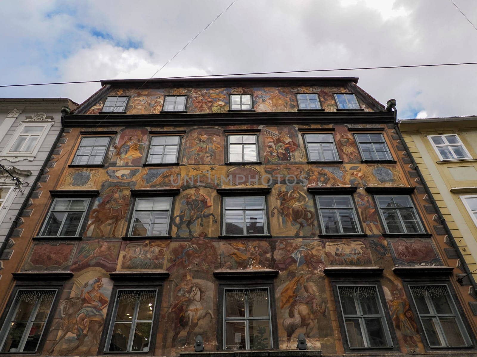 Historical Centre buildings Graz Austria, in winter season