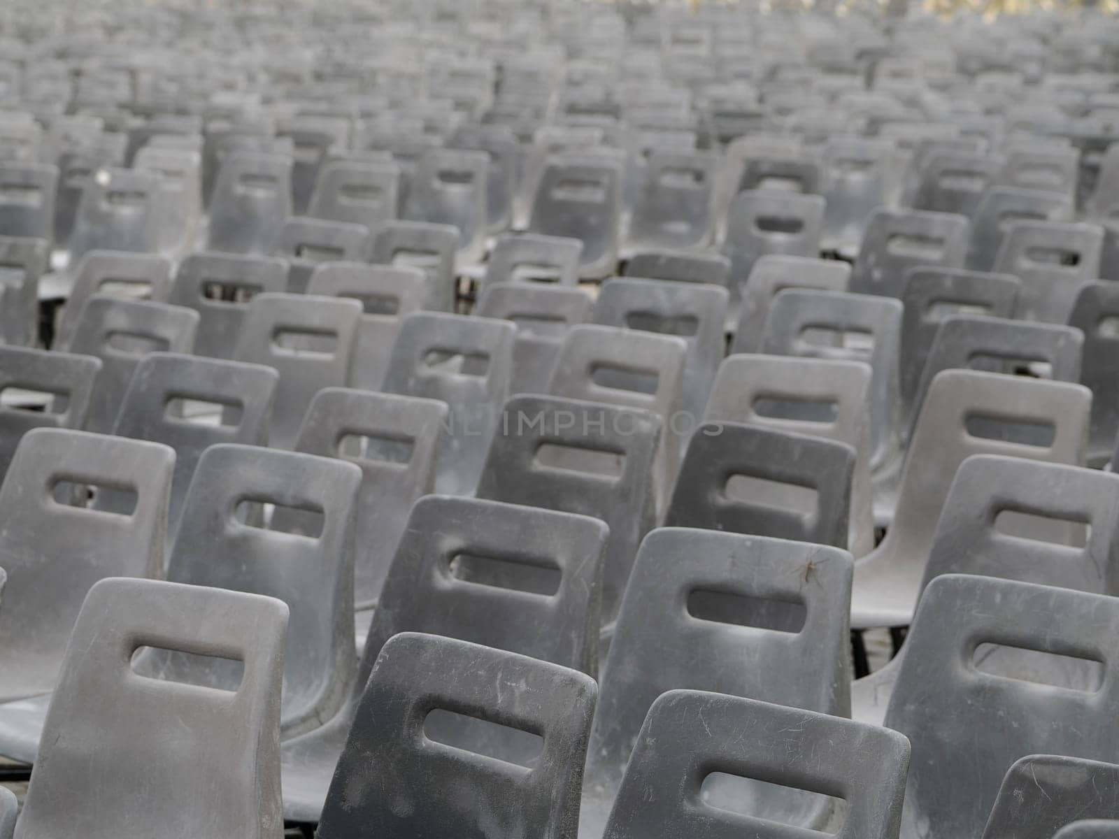 many chairs before pope francics mass in saint peter square vatican city rome exterior view by AndreaIzzotti