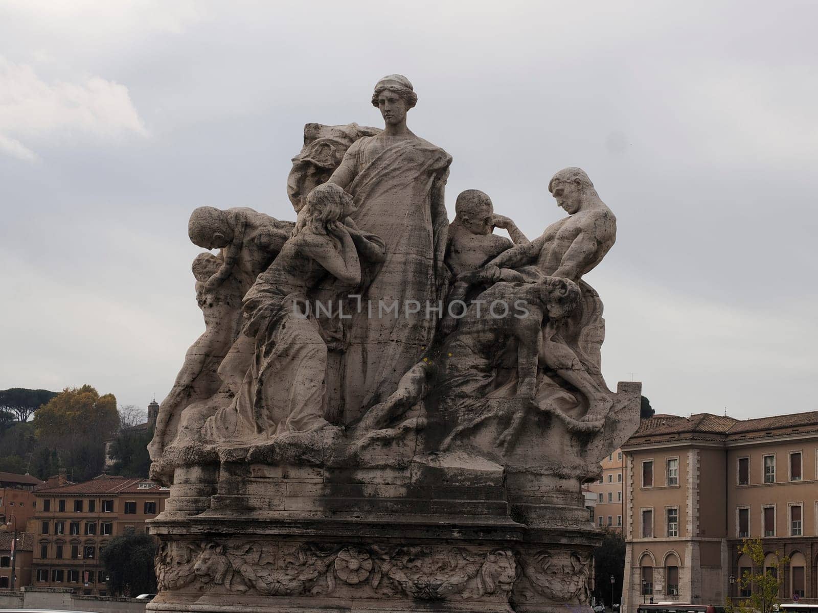 Statue of Sant'Angelo bridge during sunny day in Rome by AndreaIzzotti